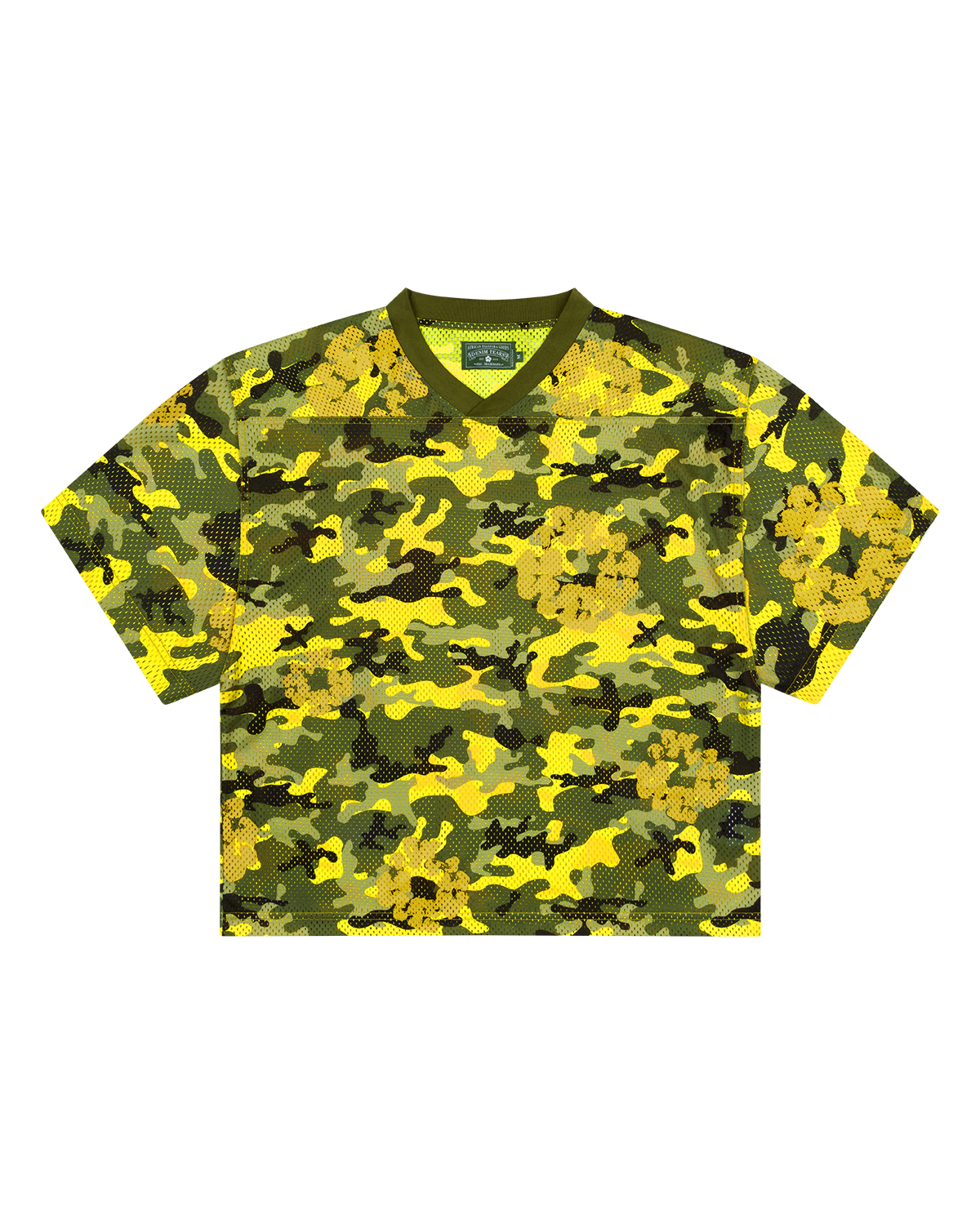 Camo Cotton Wreath Mesh Football Top Yellow