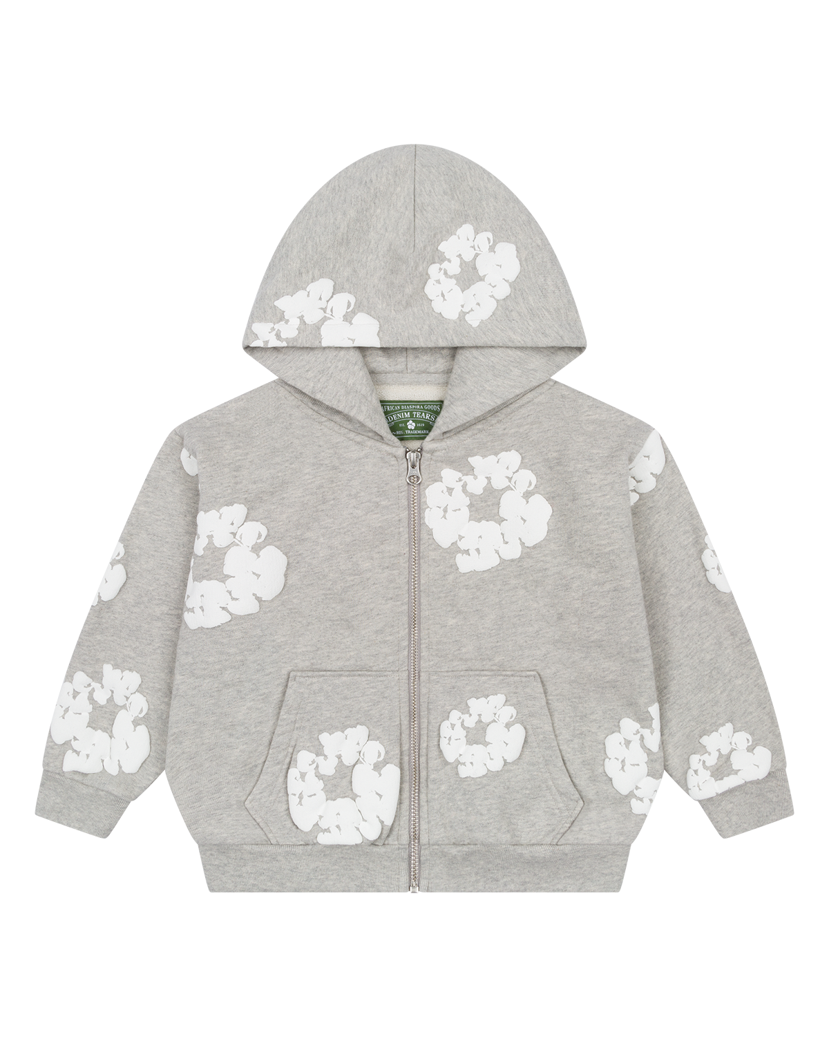 Kids Cotton Wreath Zip Hoodie Grey