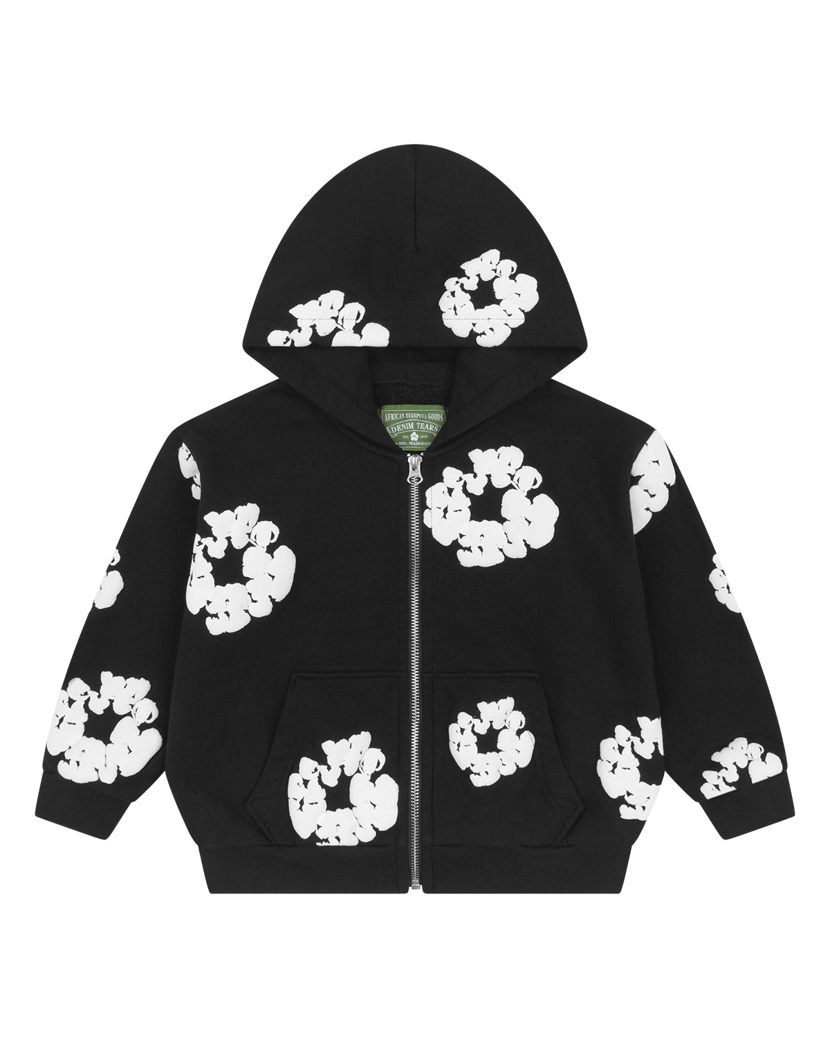 Kids Cotton Wreath Zip Hoodie Black