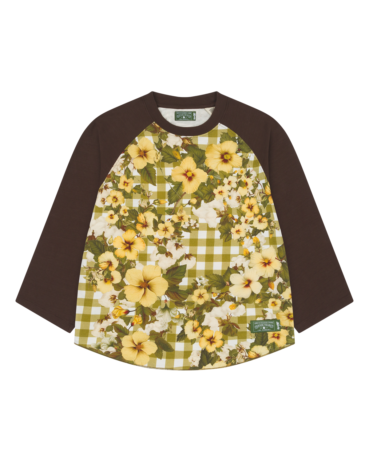 Cotton Gingham Baseball Tee