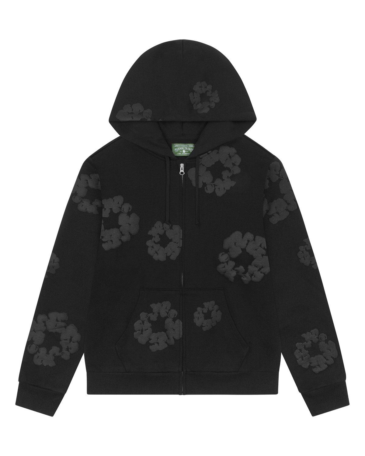 Mono Cotton Wreath Zip Hoodie Black