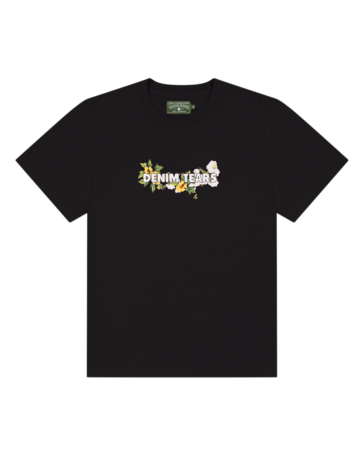 Cotton Floral Logo Tee Black