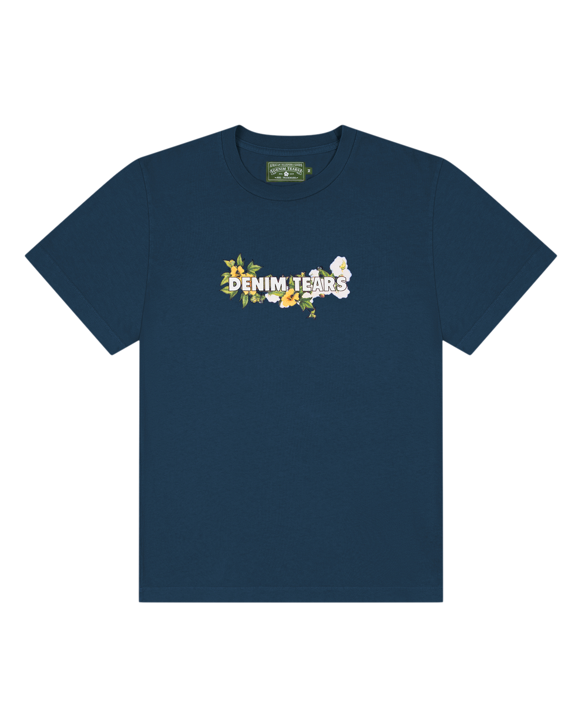 Cotton Floral Logo Tee Navy