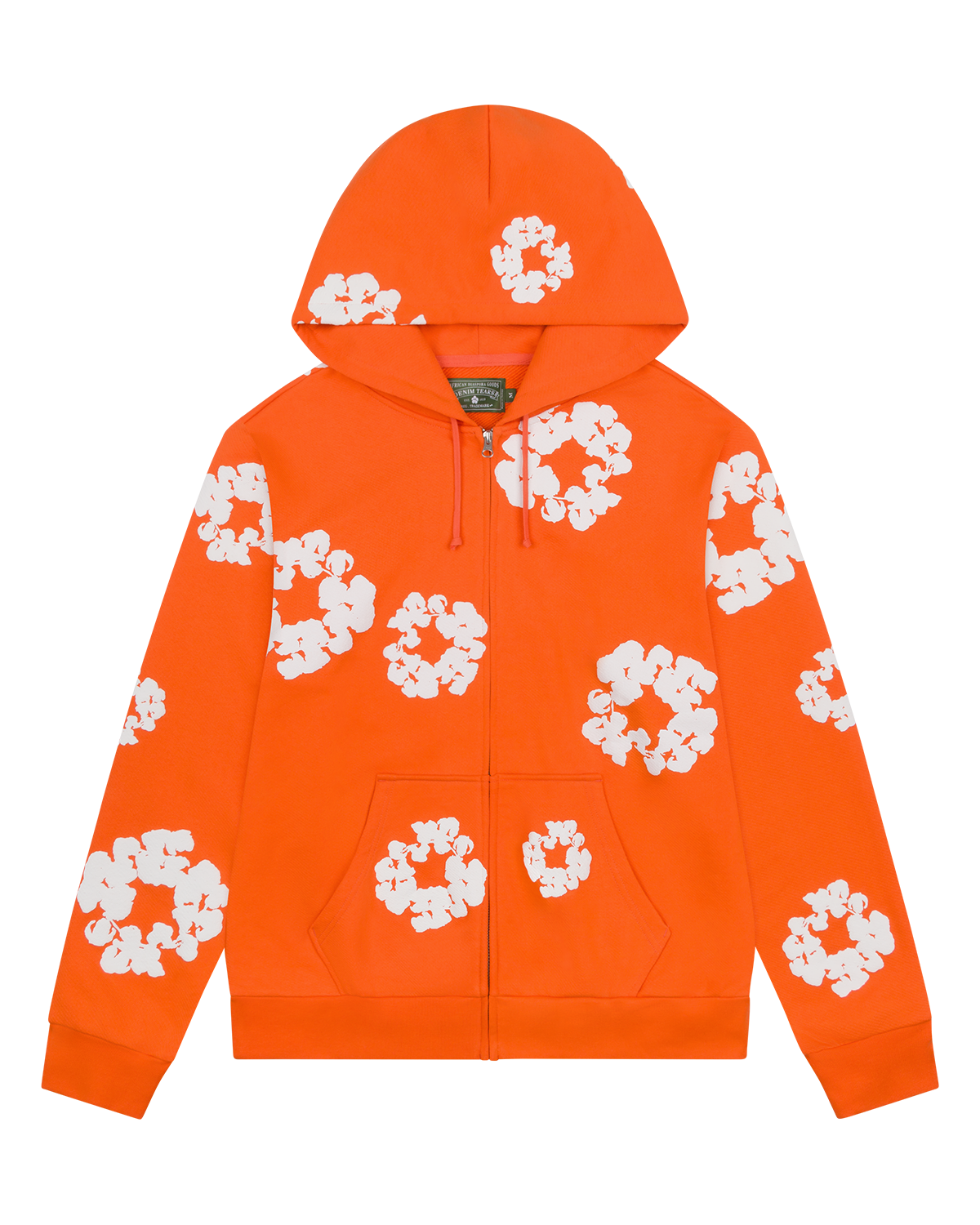 Cotton Wreath Zip Hoodie Orange