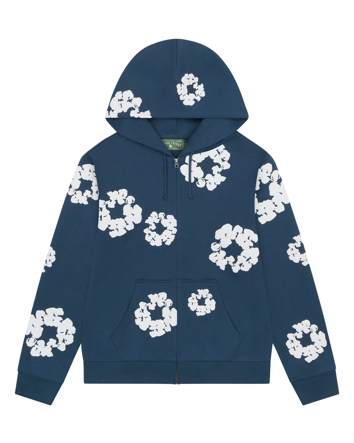Cotton Wreath Zip Hoodie Navy