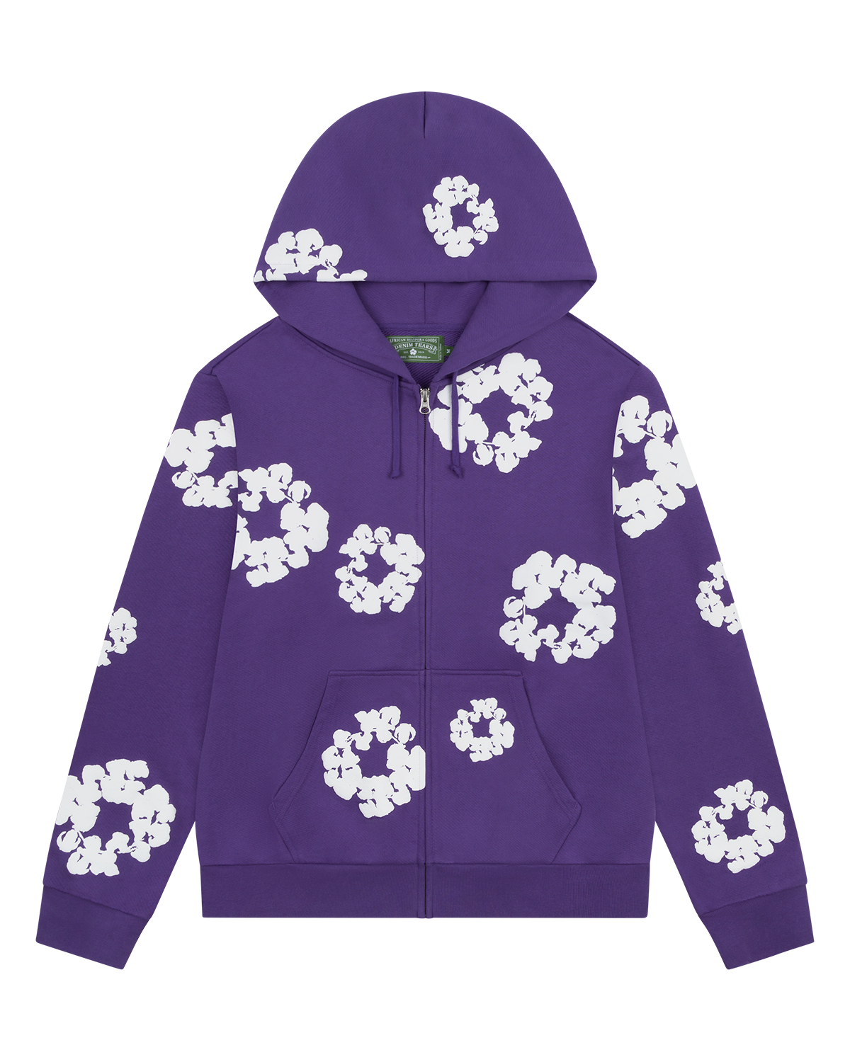 Cotton Wreath Zip Hoodie Purple