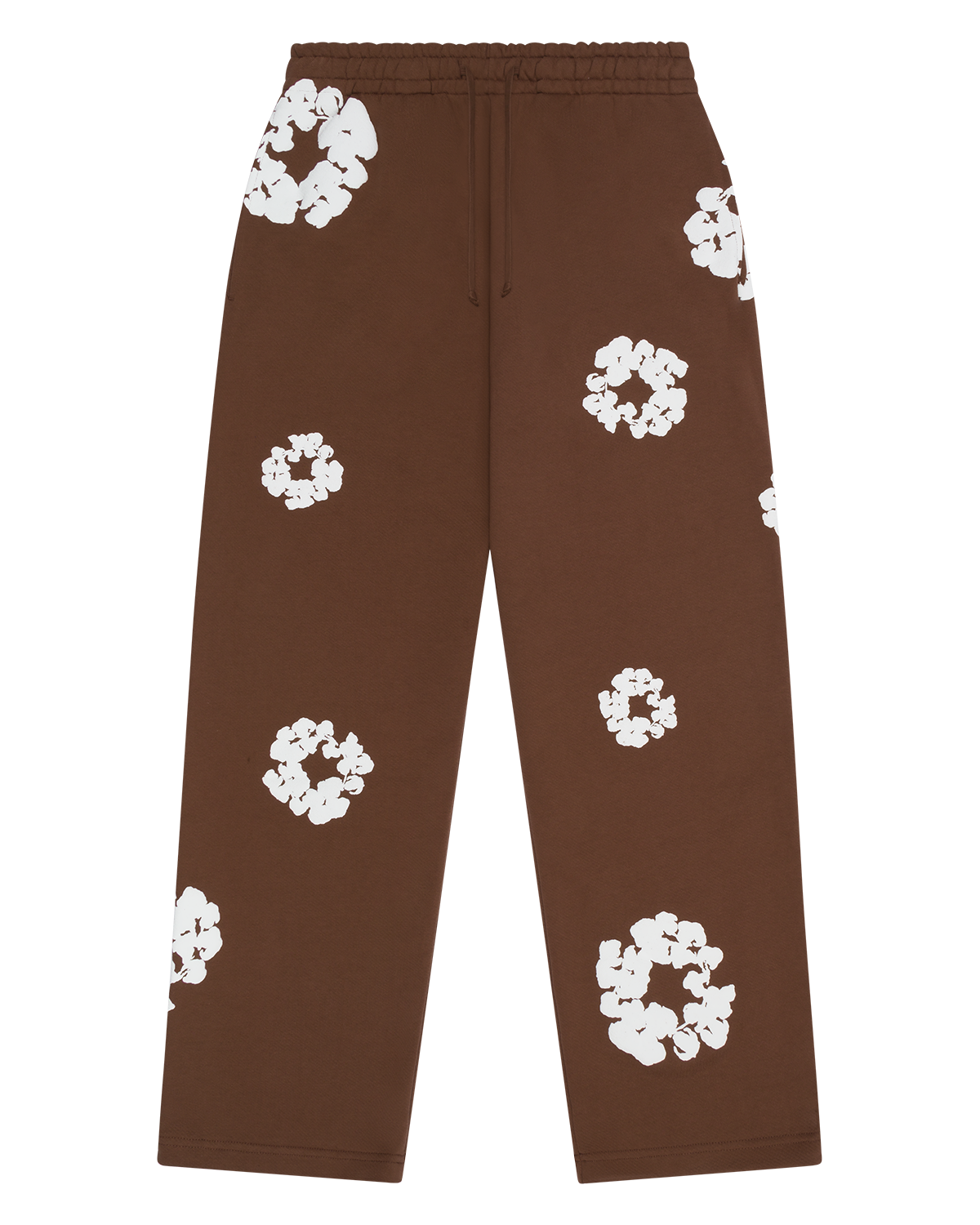 Cotton Wreath Baggy Sweatpants Brown