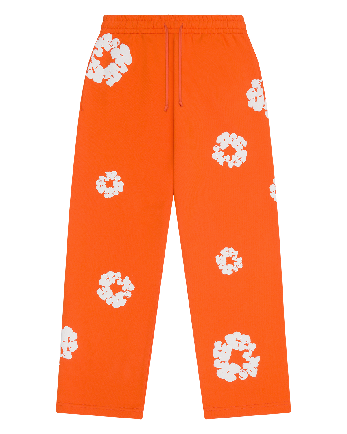 Cotton Wreath Baggy Sweatpants Orange