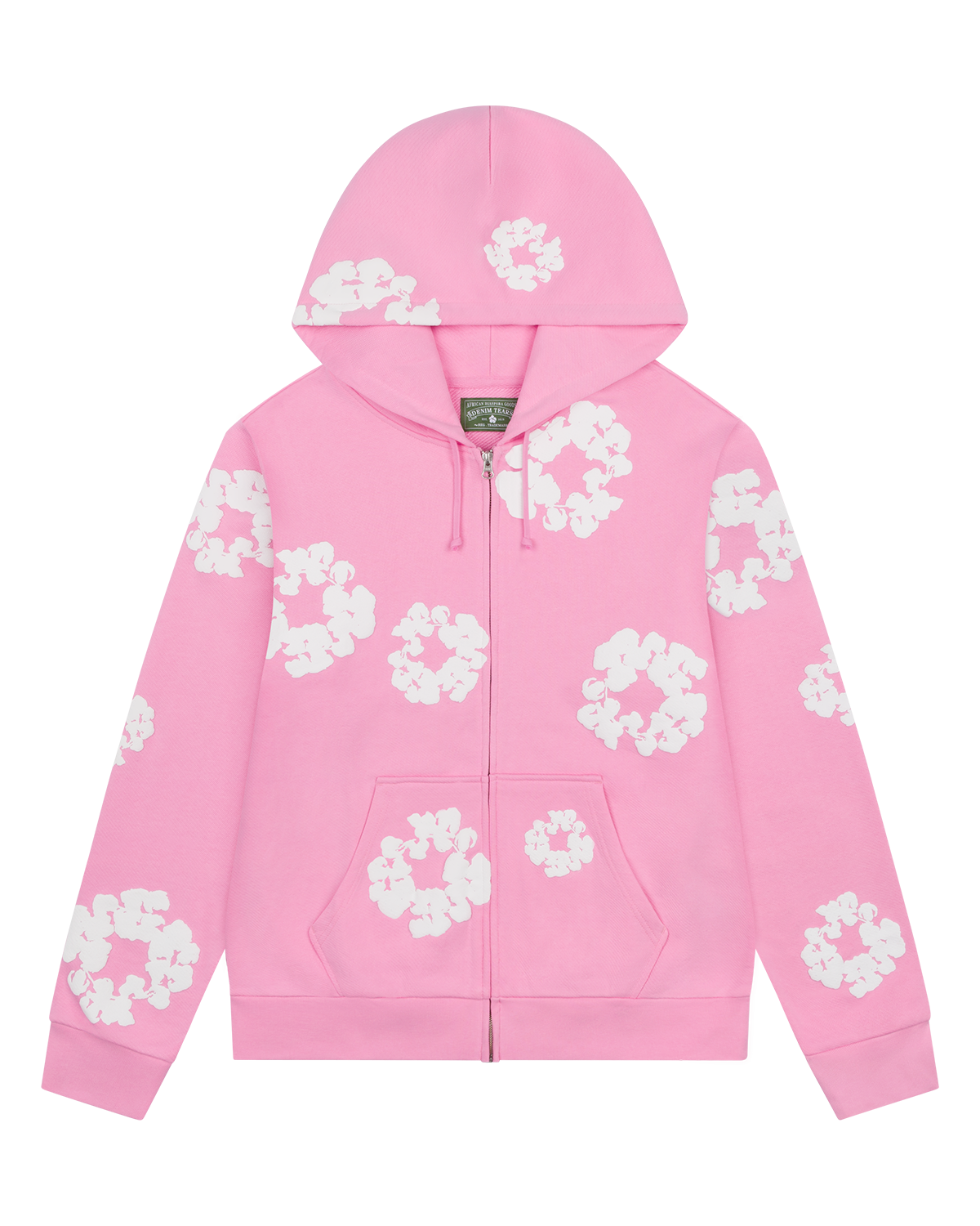 Cotton Wreath Zip Hoodie Pink