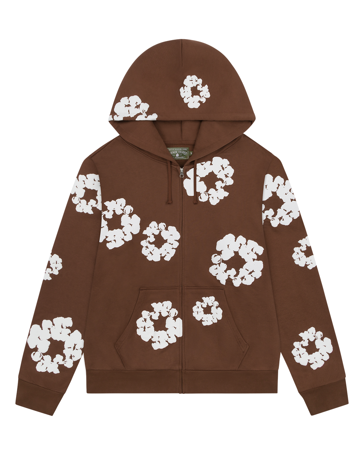 Cotton Wreath Zip Hoodie Brown
