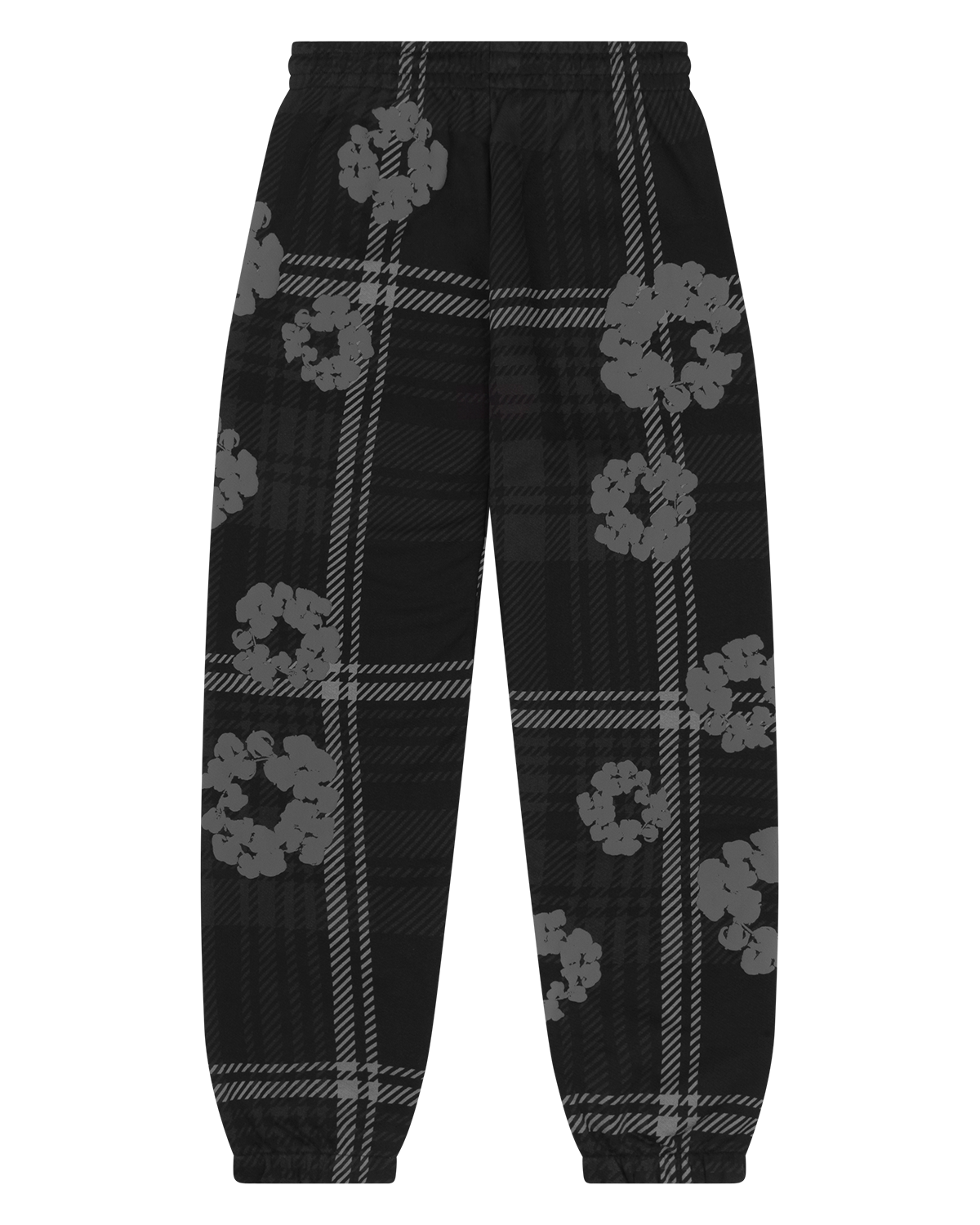 Plaid Cotton Wreath Sweatpants Black
