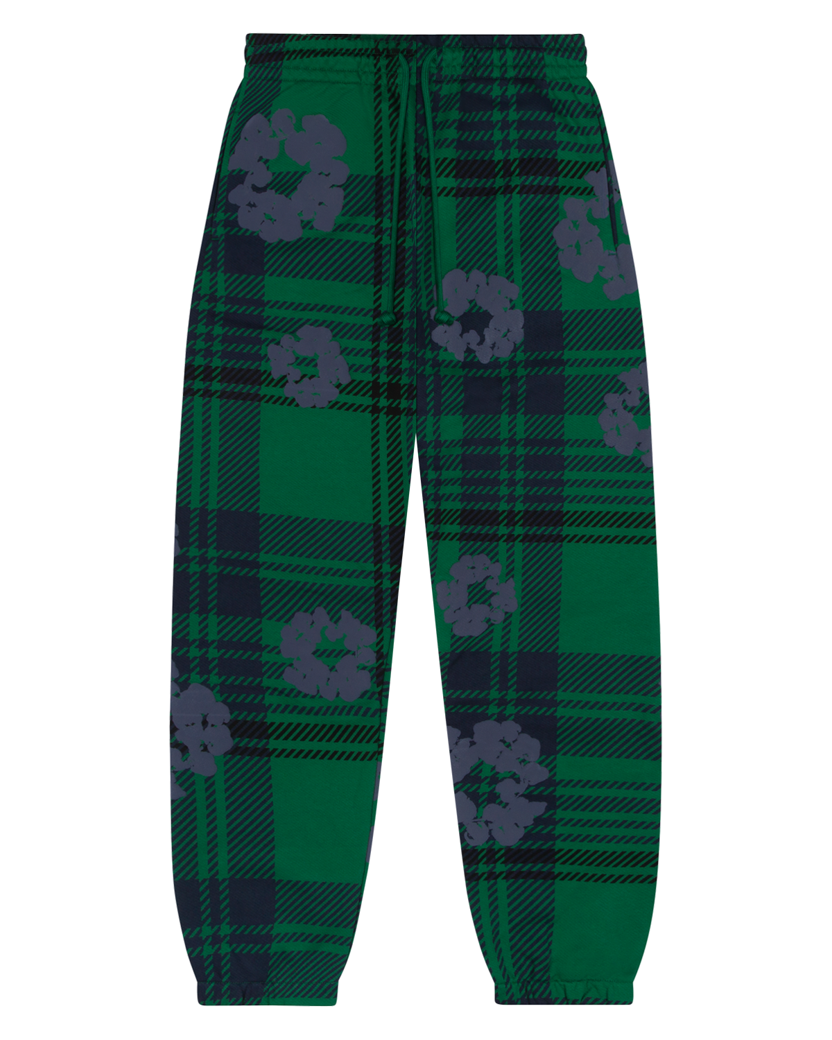 Plaid Cotton Wreath Sweatpants Green