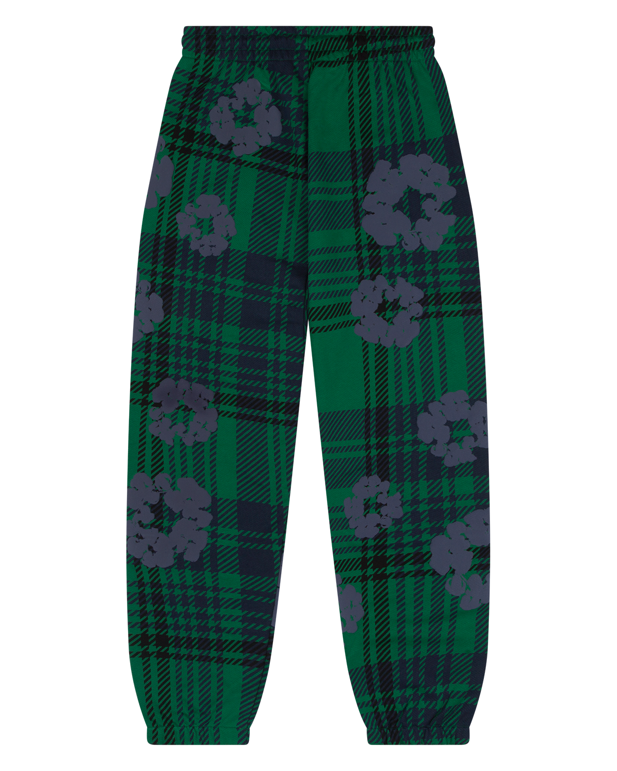 Plaid Cotton Wreath Sweatpants Green