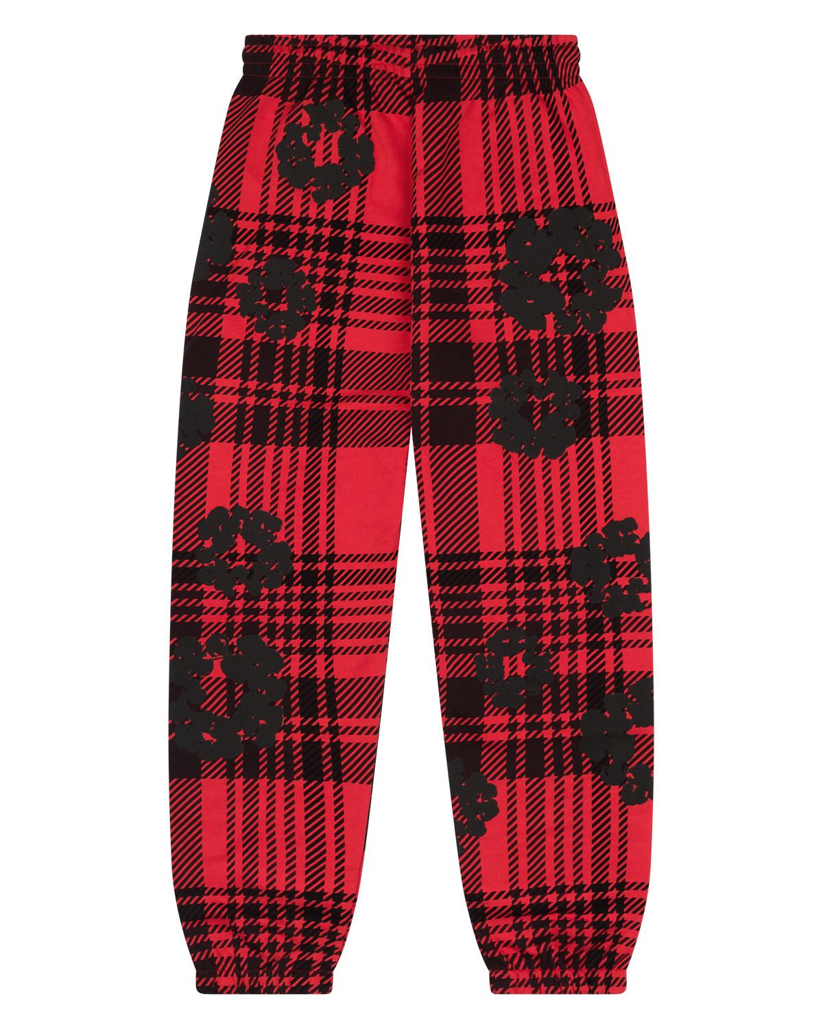 Plaid Cotton Wreath Sweatpants Red