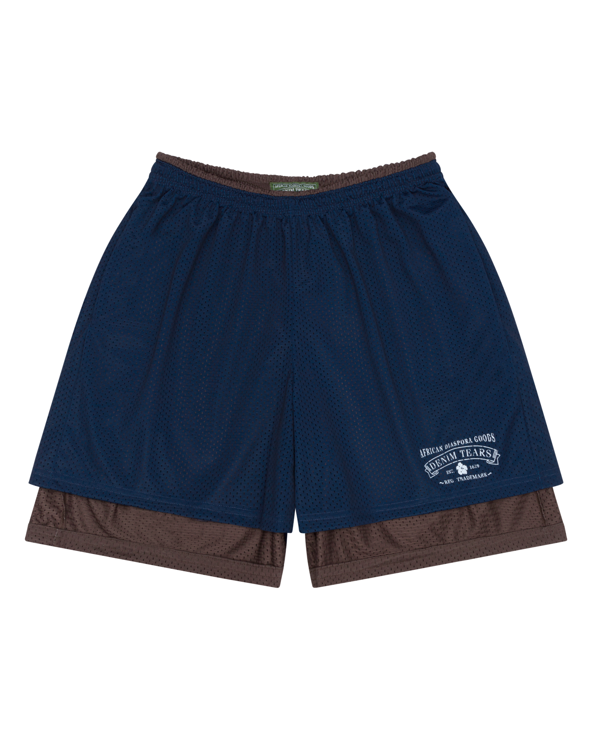 ADG double layer mesh shorts navy brown