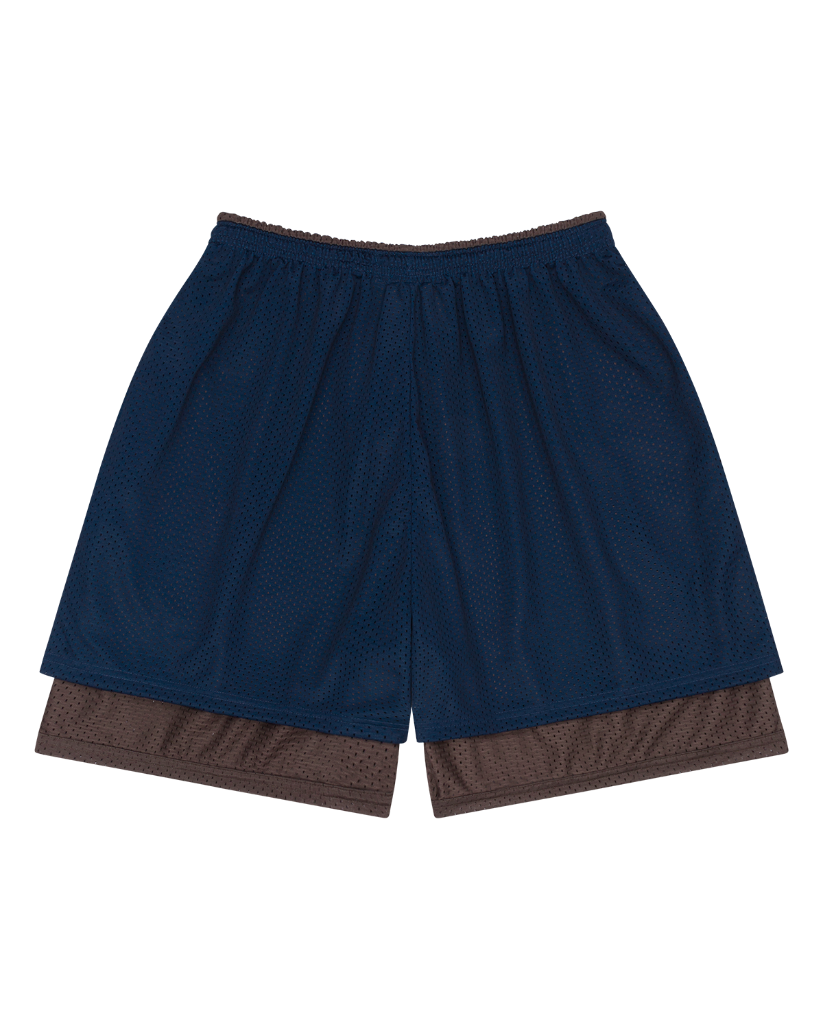 ADG double layer mesh shorts navy brown