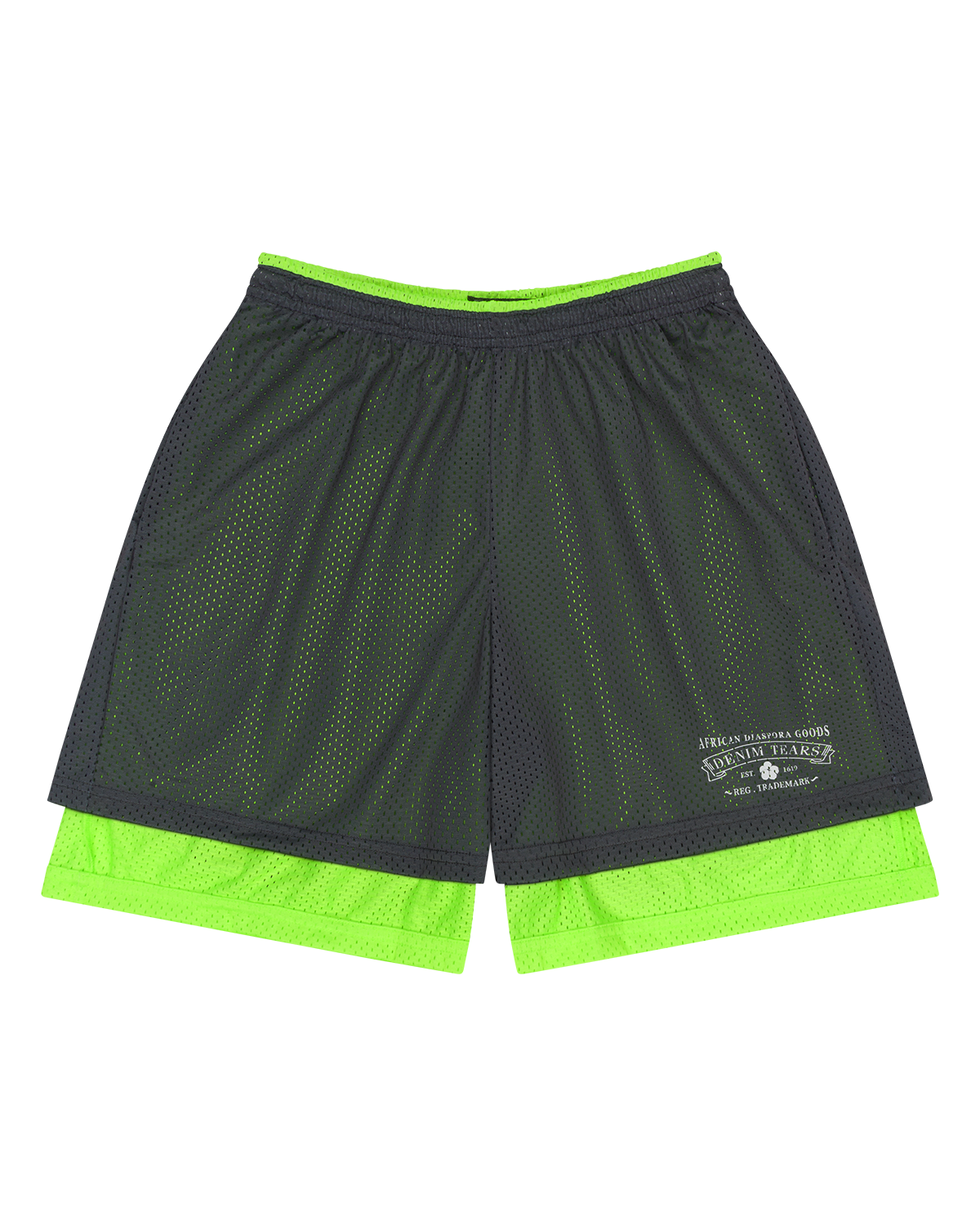 ADG Double Layer Mesh Shorts Grey/Lime