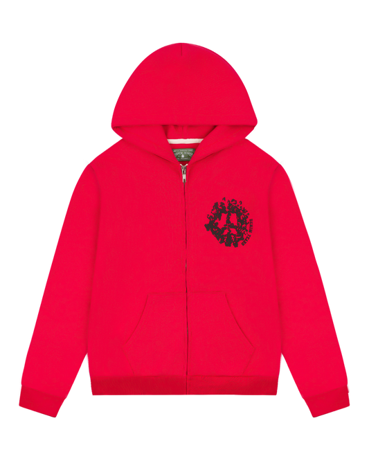 Denim University Zip Hoodie Red