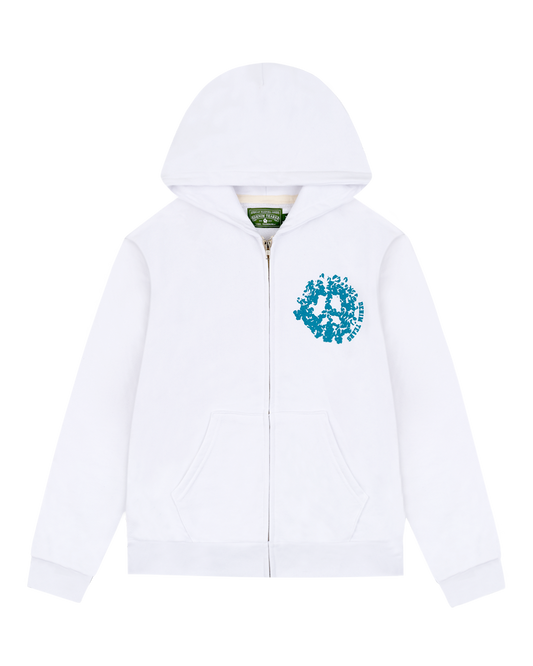 Denim University Zip Hoodie White