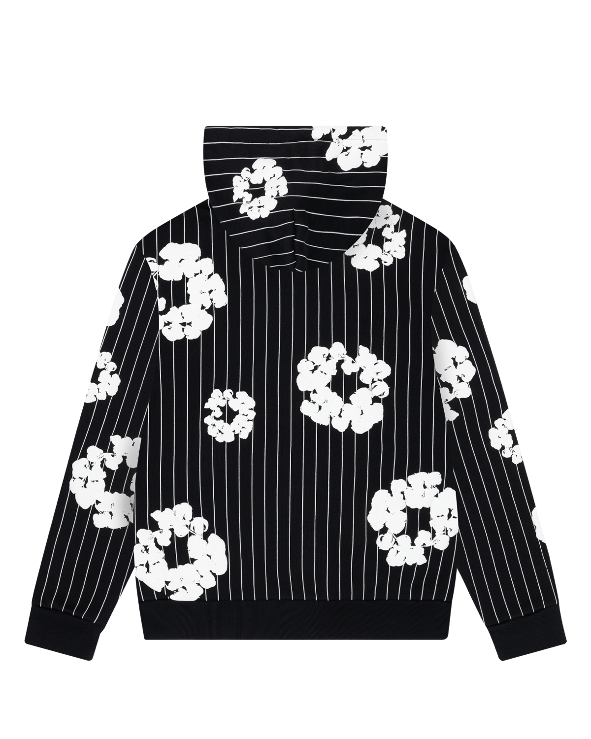 Pinstripe Wreath Zip Hoodie Black