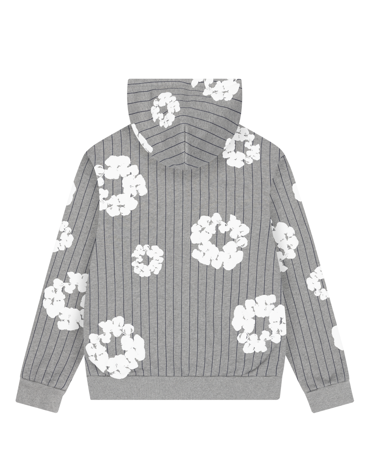 Pinstripe Wreath Zip Hoodie Grey