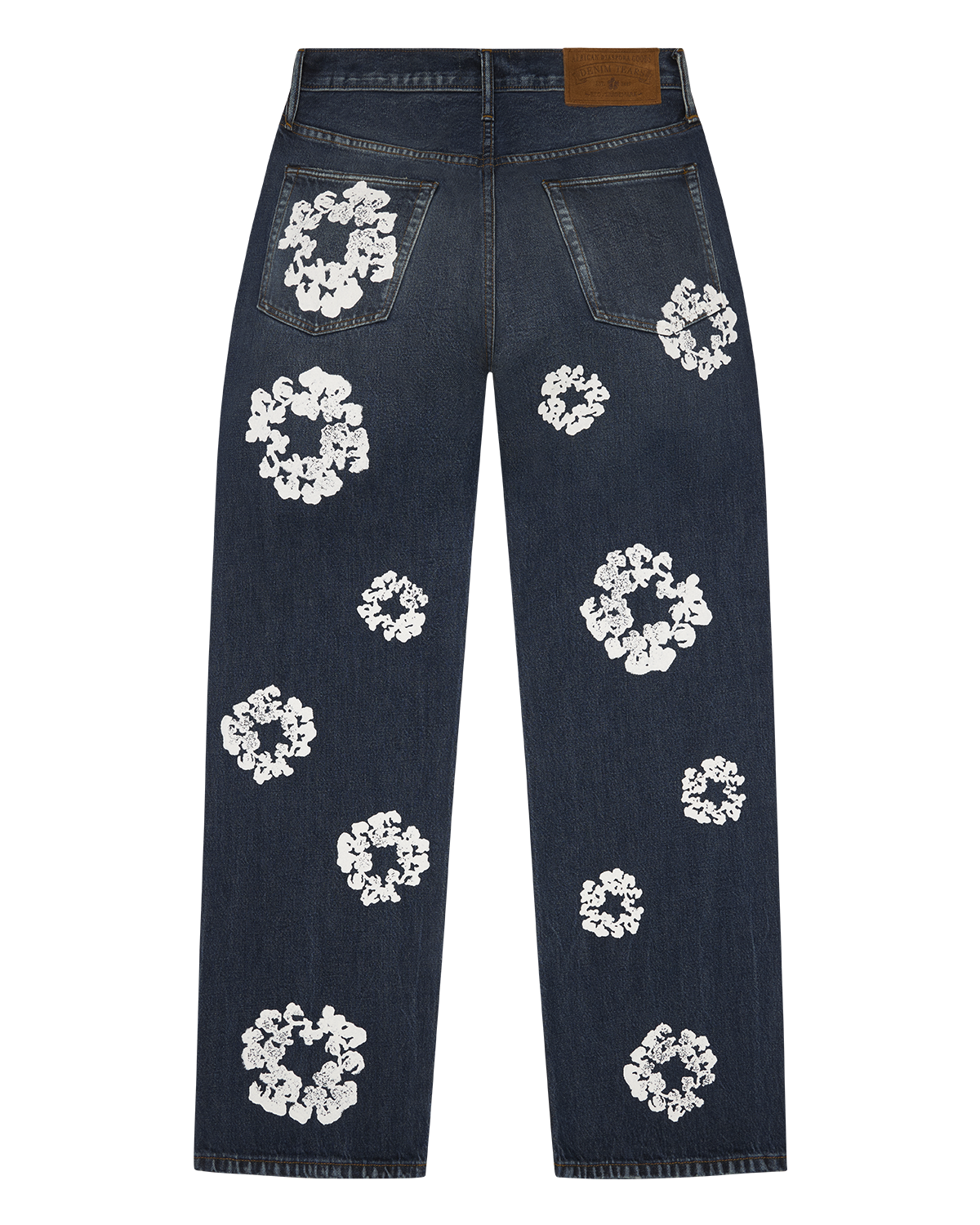 Baggy Cotton Wreath Denim Pant Dark Wash