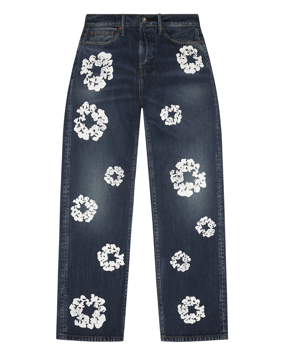 Baggy Cotton Wreath Denim Pant Dark Wash