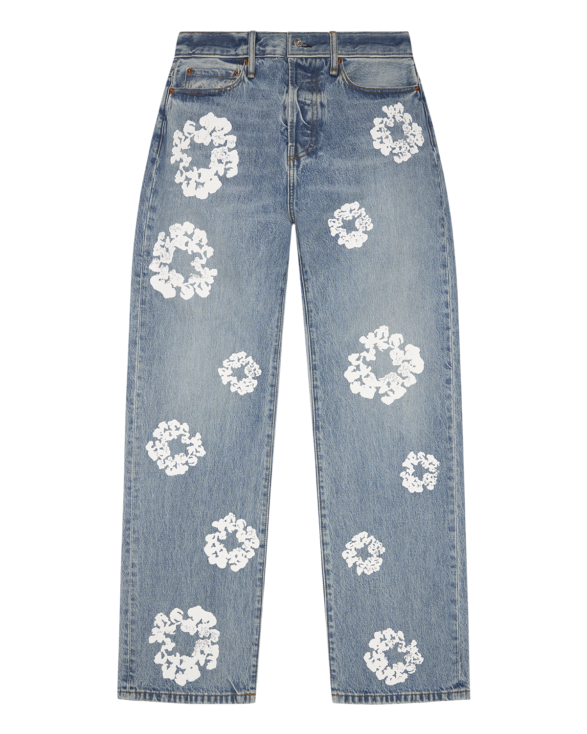 Baggy Cotton Wreath Denim Pant Light Wash