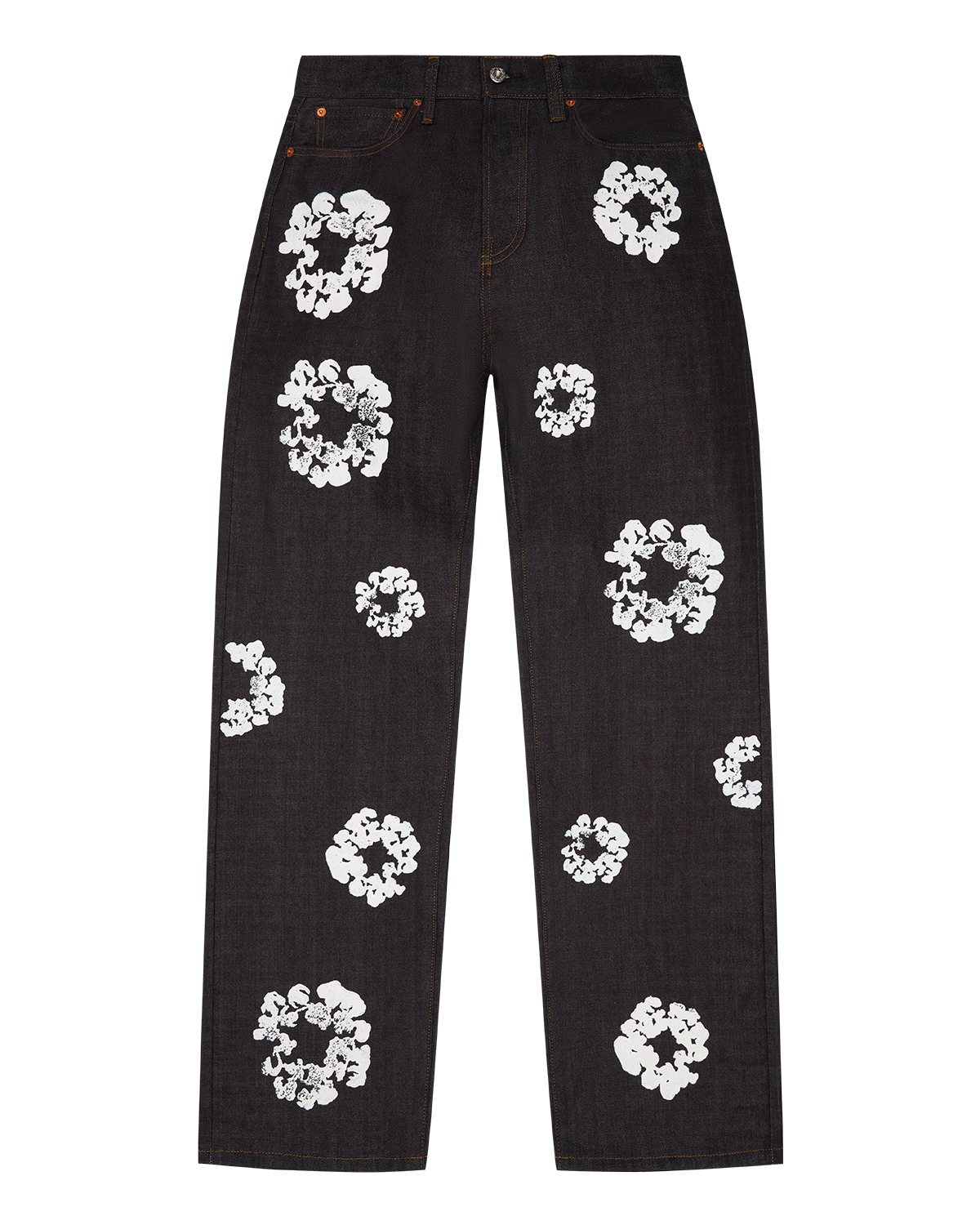 Baggy Cotton Wreath Denim Pant Selvedge