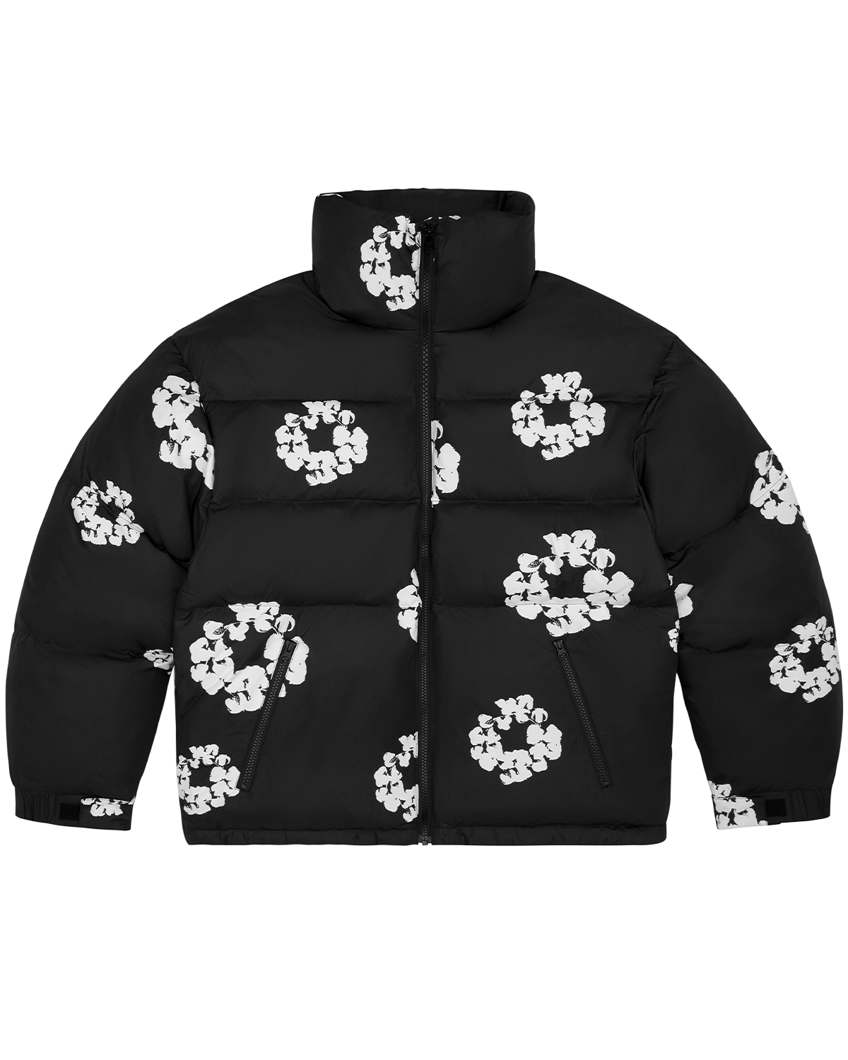 Cotton Wreath Puffer Jacket Black