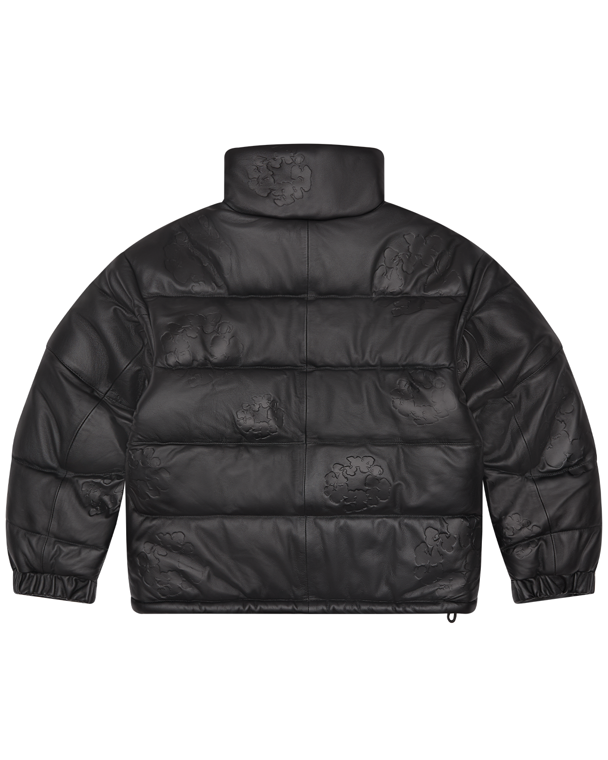 Embossed Leather Wreath Puffer Black