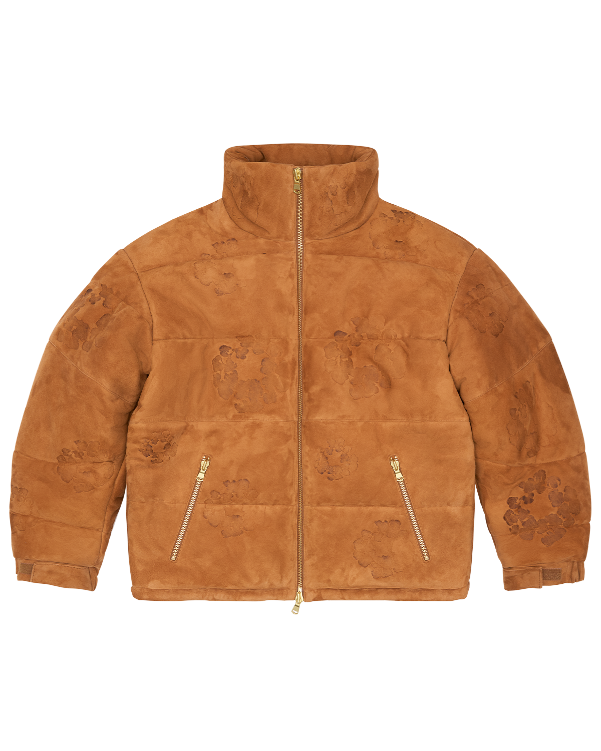 Embossed Leather Wreath Puffer Brown