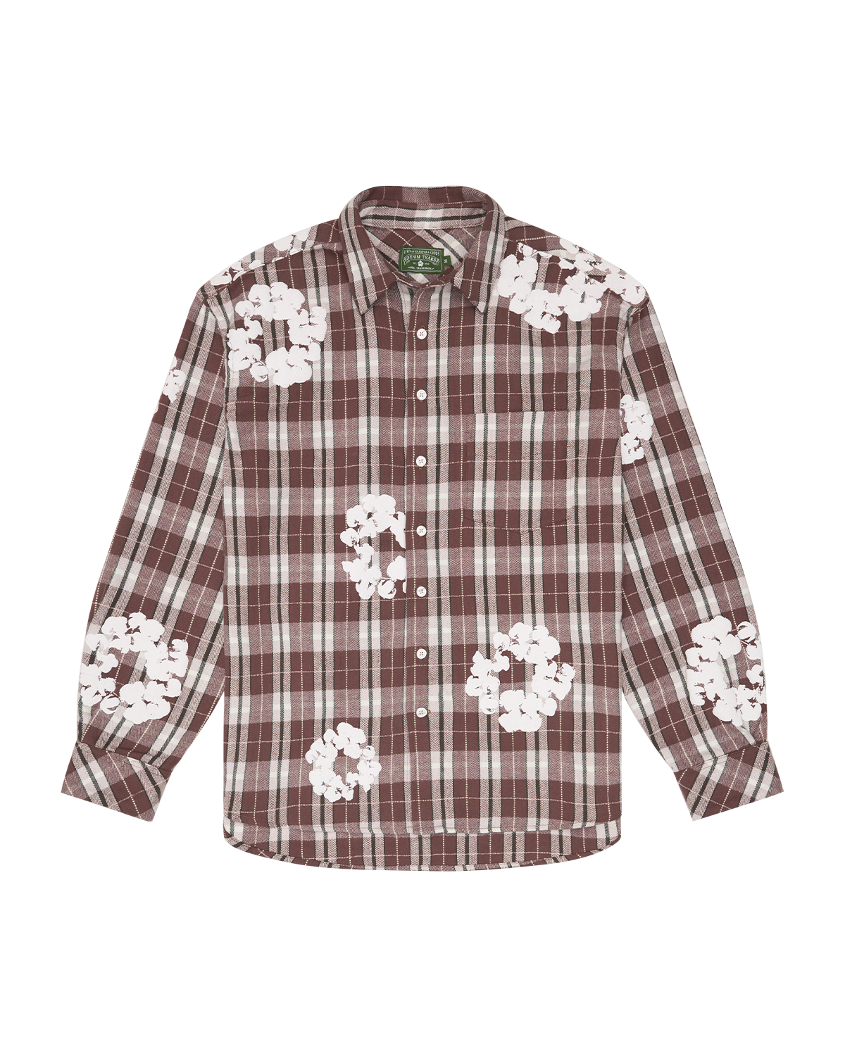 Cotton Wreath Flannel Shirt Brown Plaid