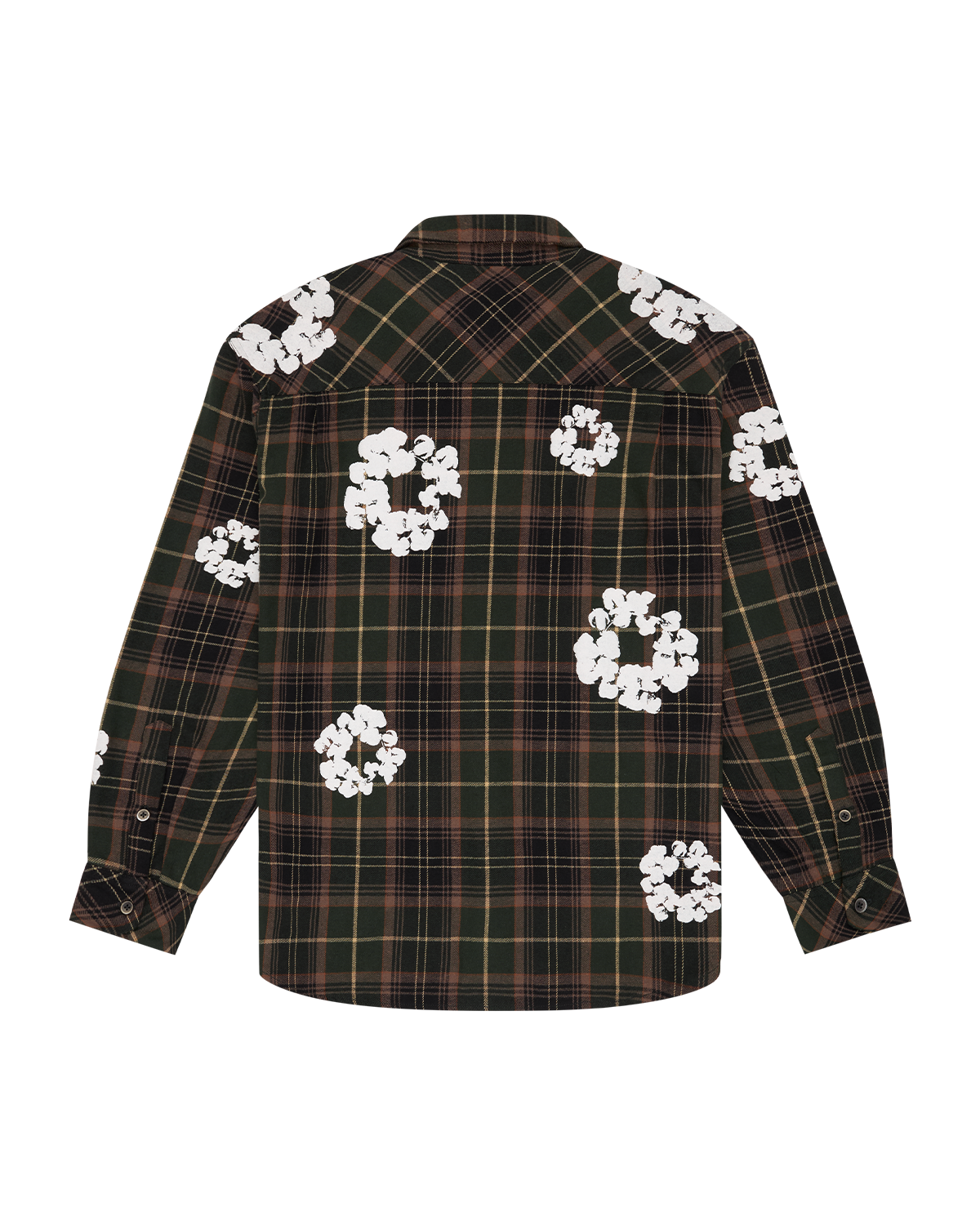 Cotton Wreath Flannel Shirt Green Plaid