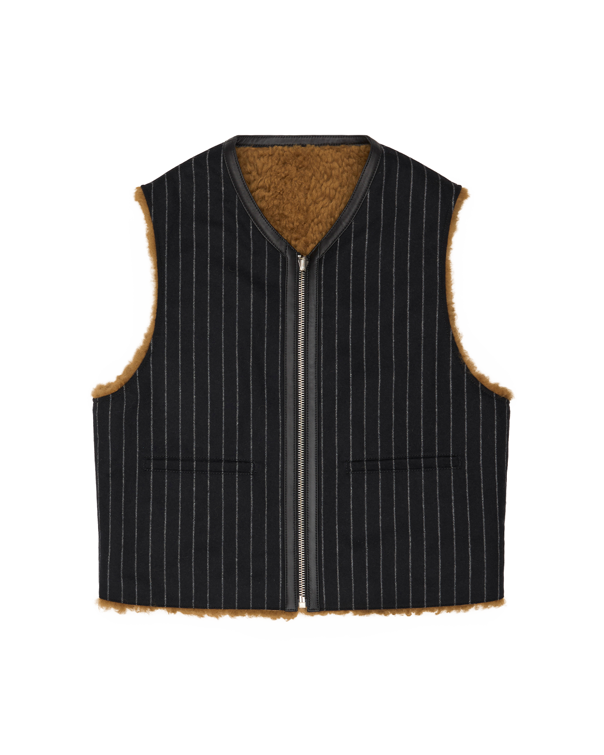 Pinstripe Shearling Vest