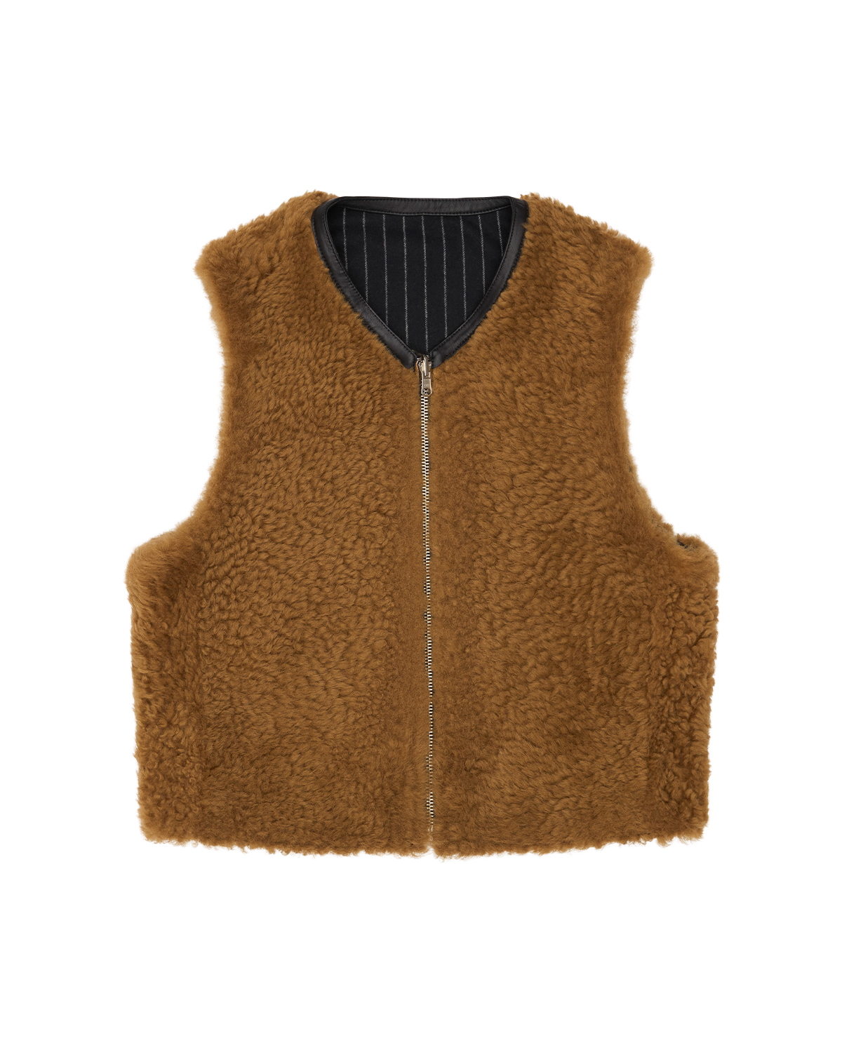 Pinstripe Shearling Vest