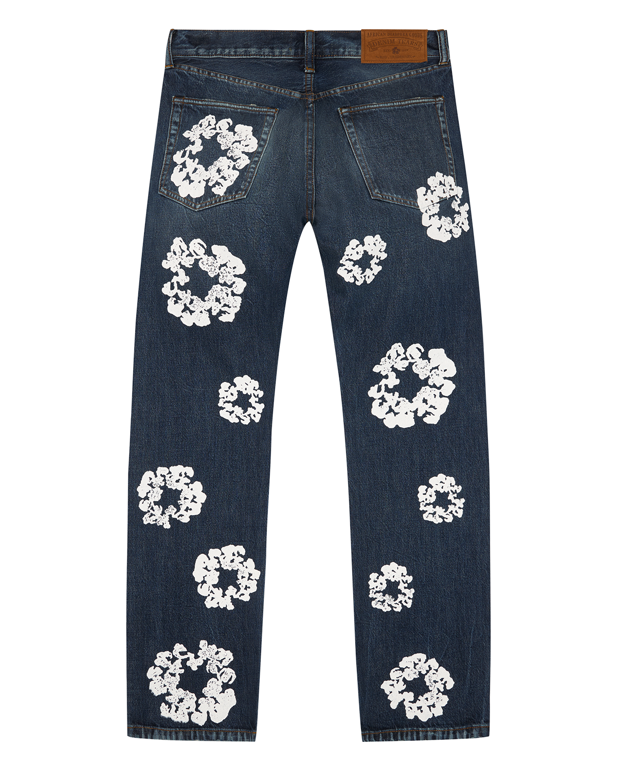 Straight Cotton Wreath Denim Pant Dark Wash