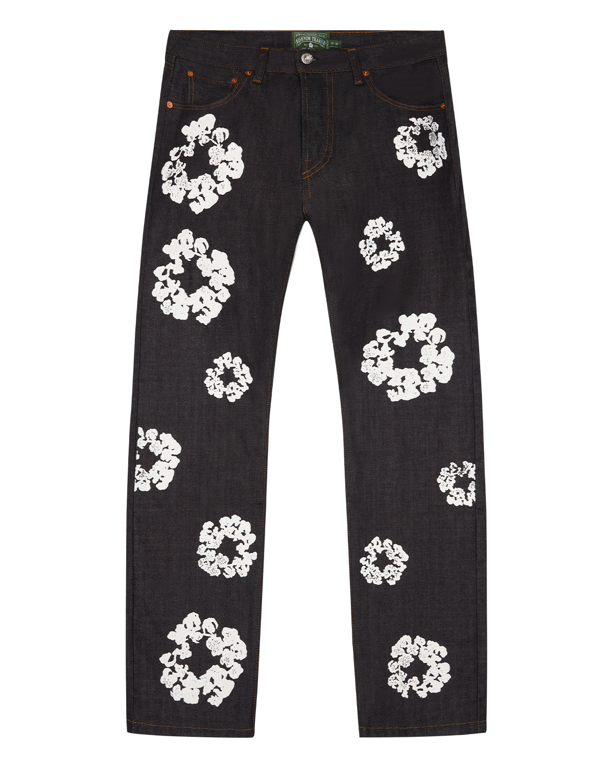 Straight Cotton Wreath Denim Pant Selvedge