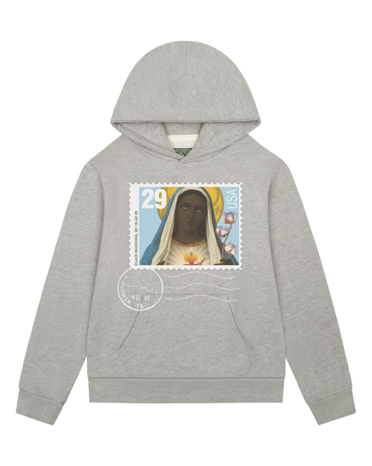 Black Madonna Stamp Hoodie Grey