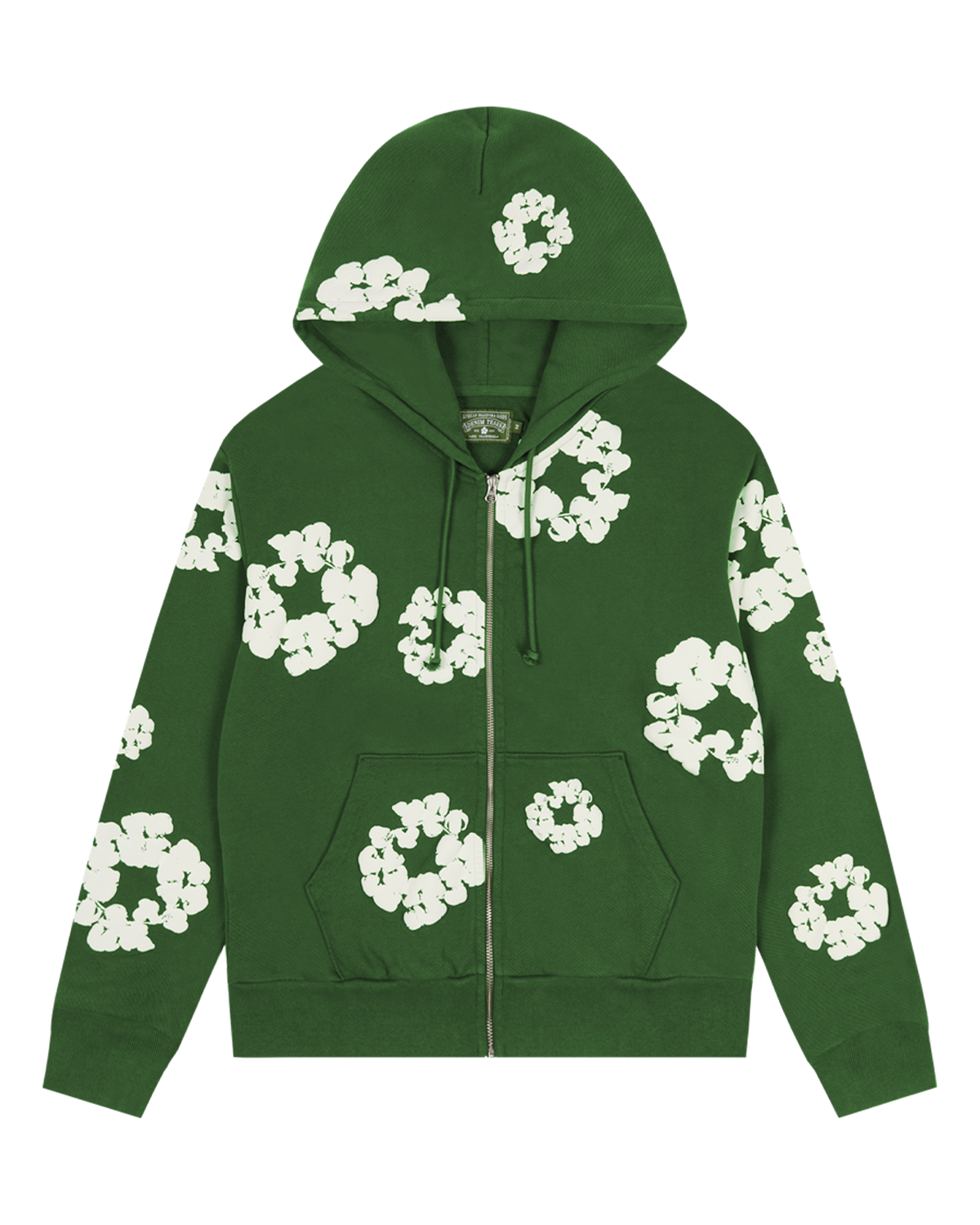 Cotton Wreath Zip Hoodie Green