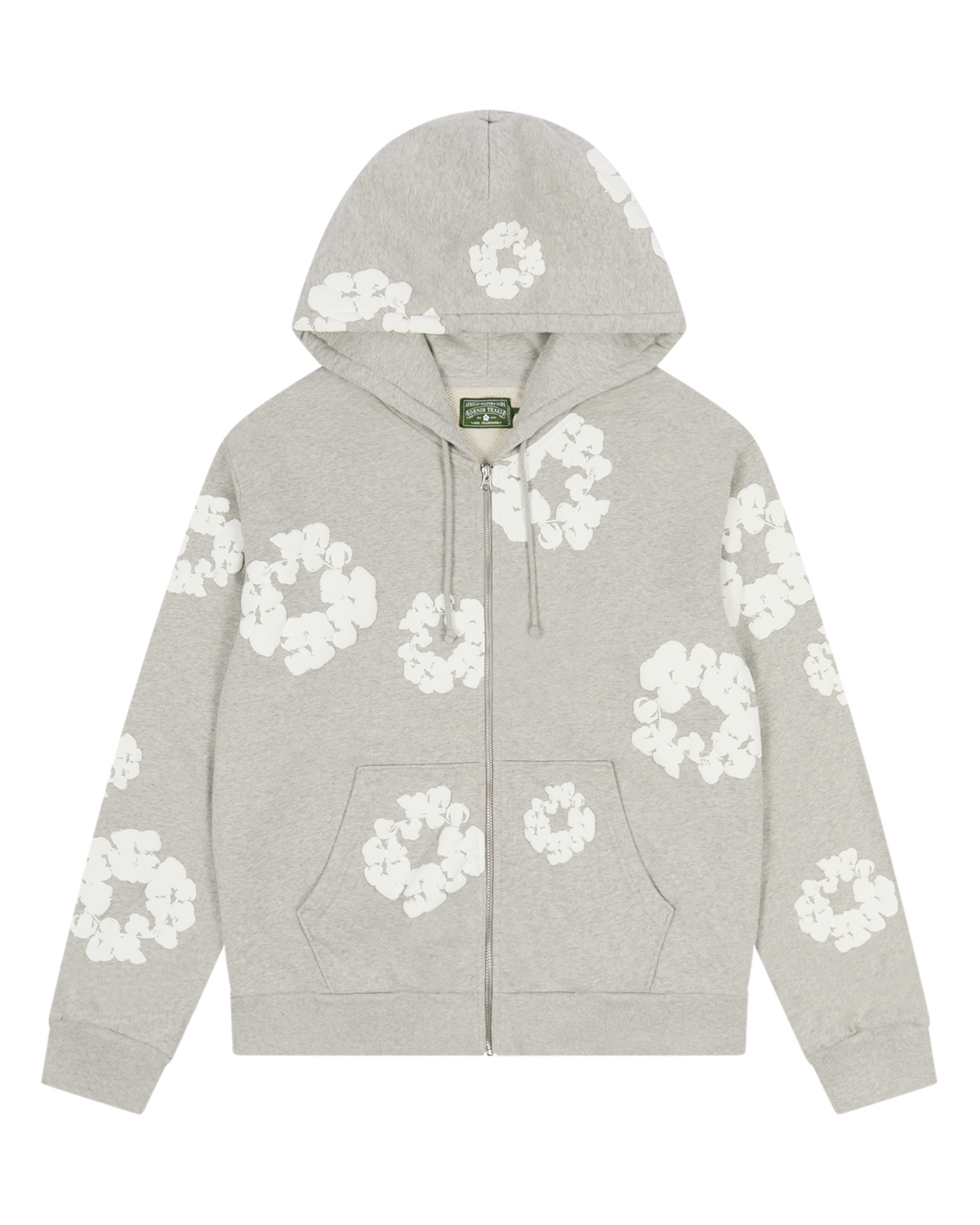 Cotton Wreath Zip Hoodie Grey