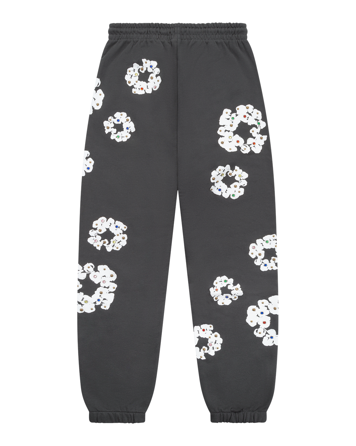 Rhinestone Cotton Wreath Sweatpants Vintage Black