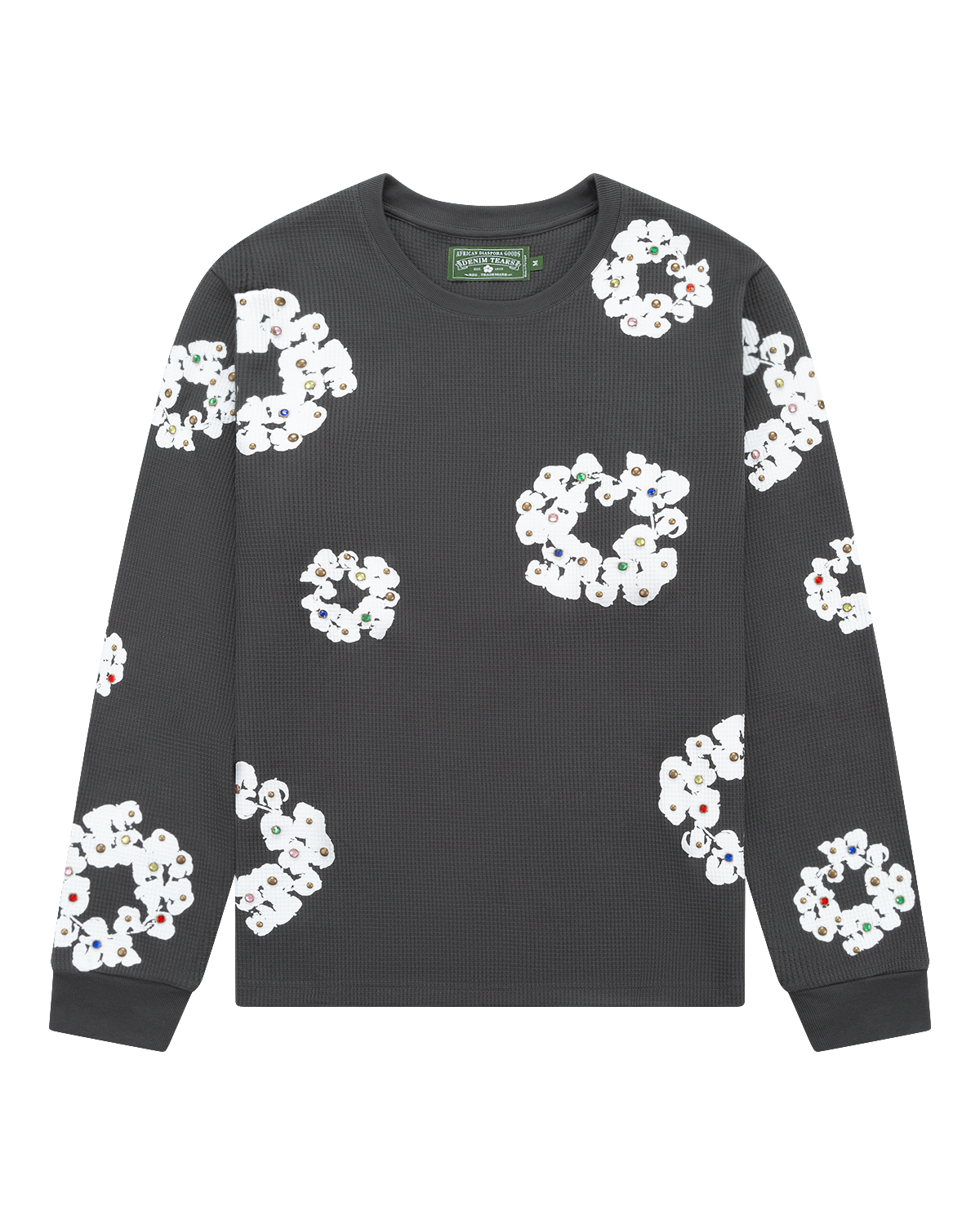 Rhinestone Cotton Wreath Thermal Vintage Black