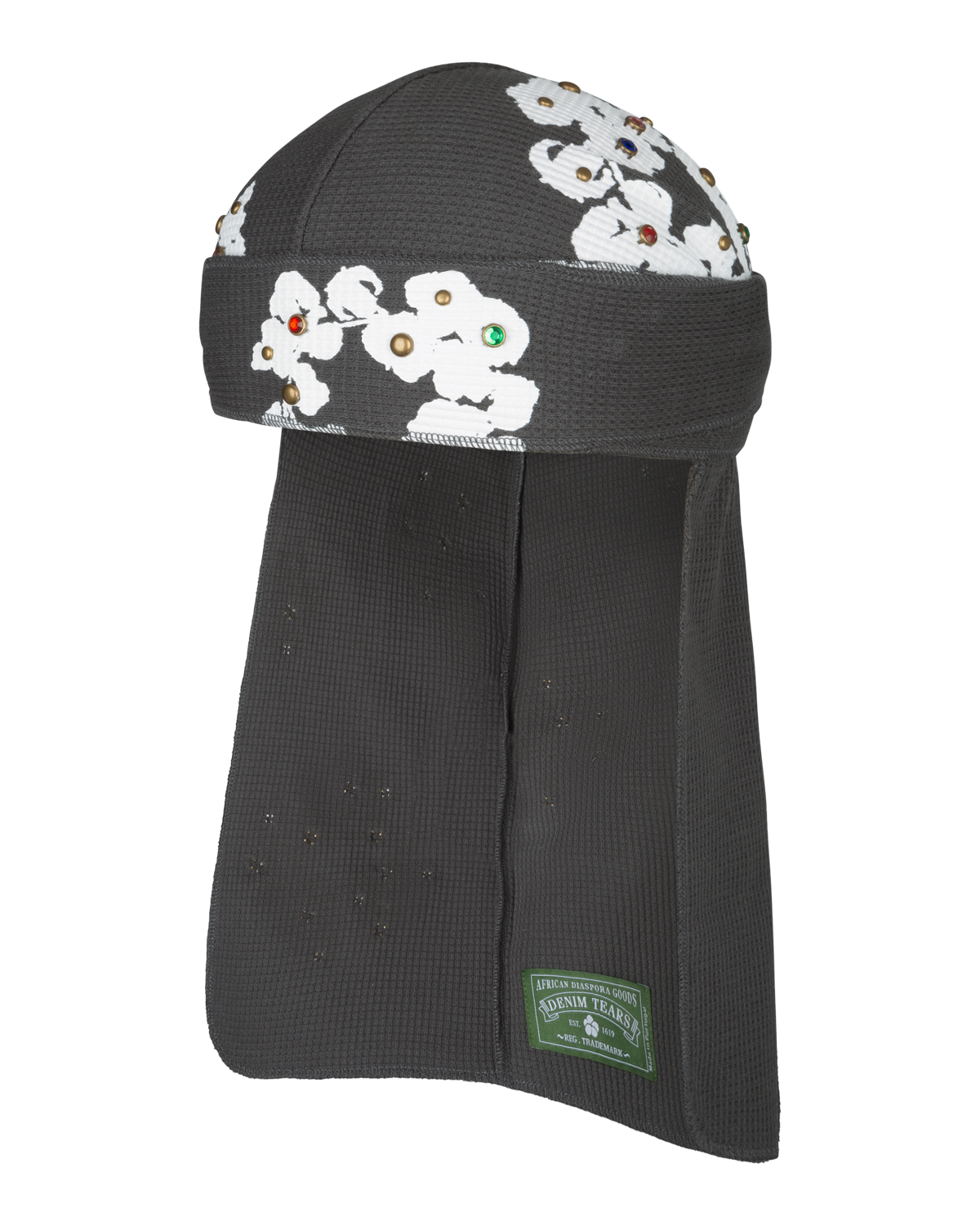 Rhinestone Cotton Wreath Durag Vintage Black