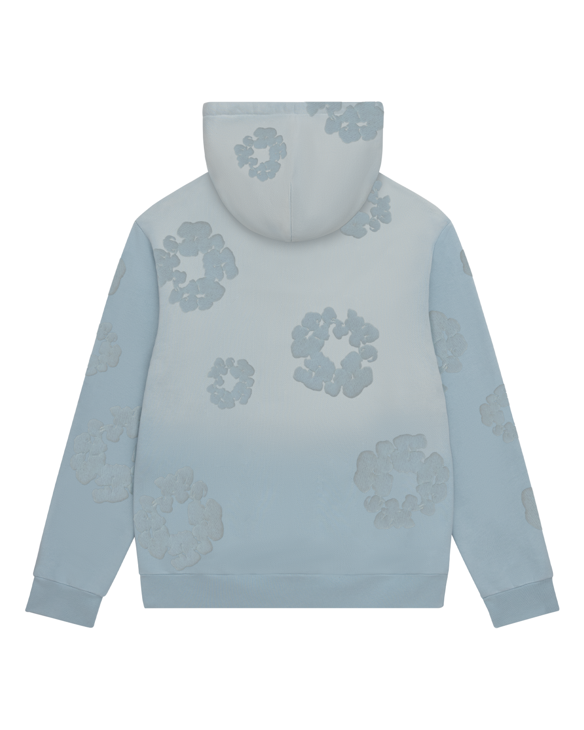Faded Mono Cotton Wreath Hoodie Light Blue