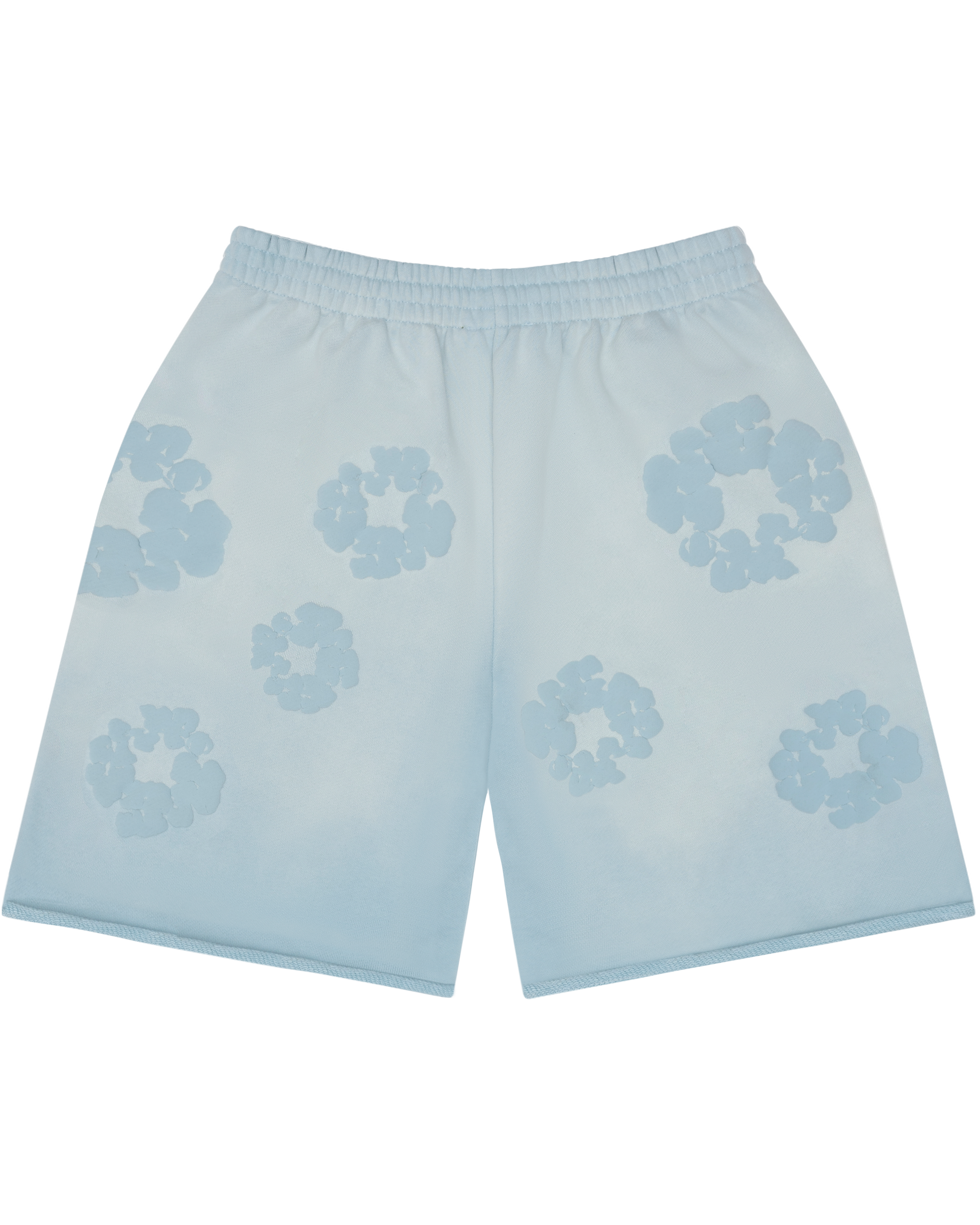Faded Mono Cotton Wreath Sweatshorts Light Blue