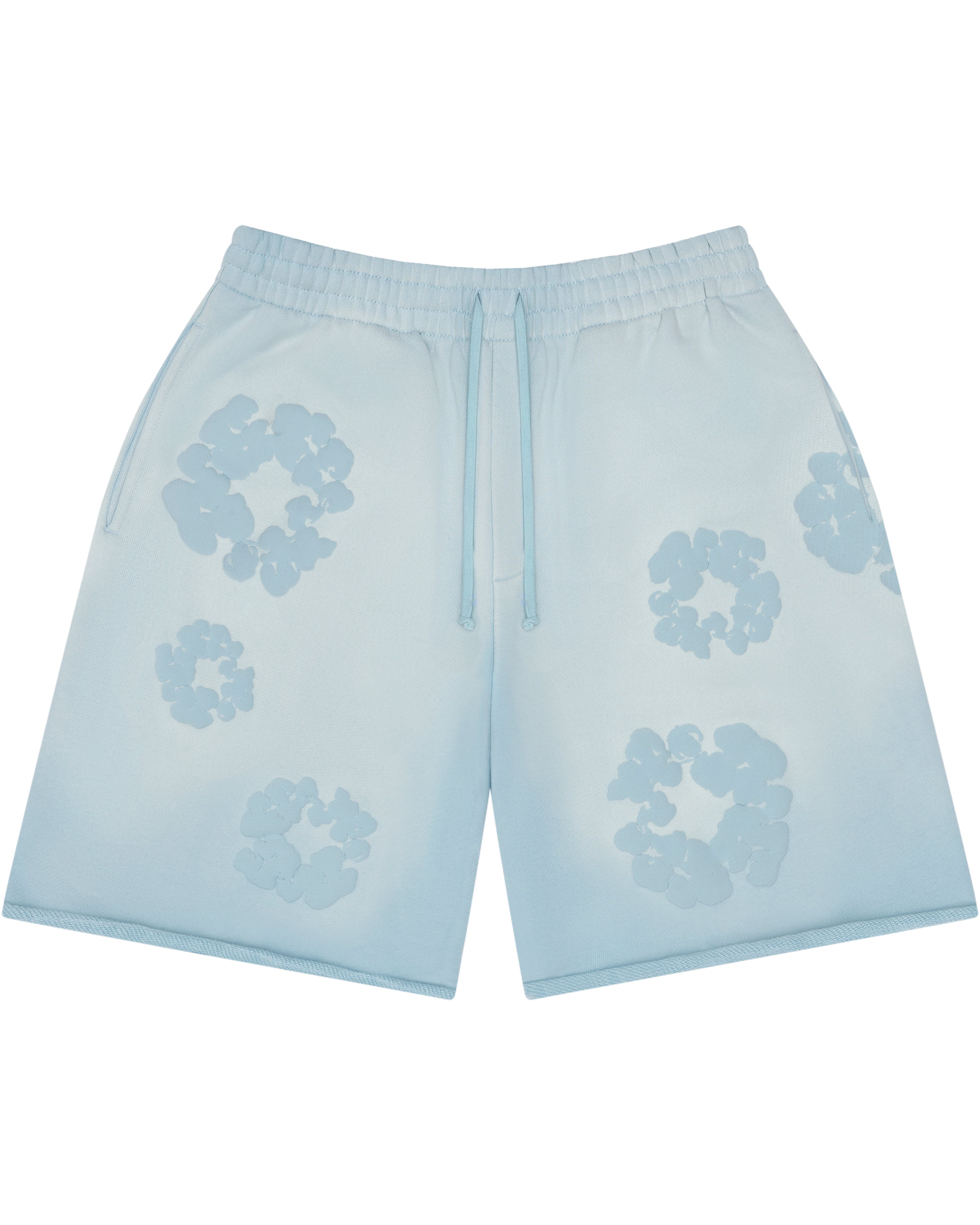 Faded Mono Cotton Wreath Sweatshorts Light Blue