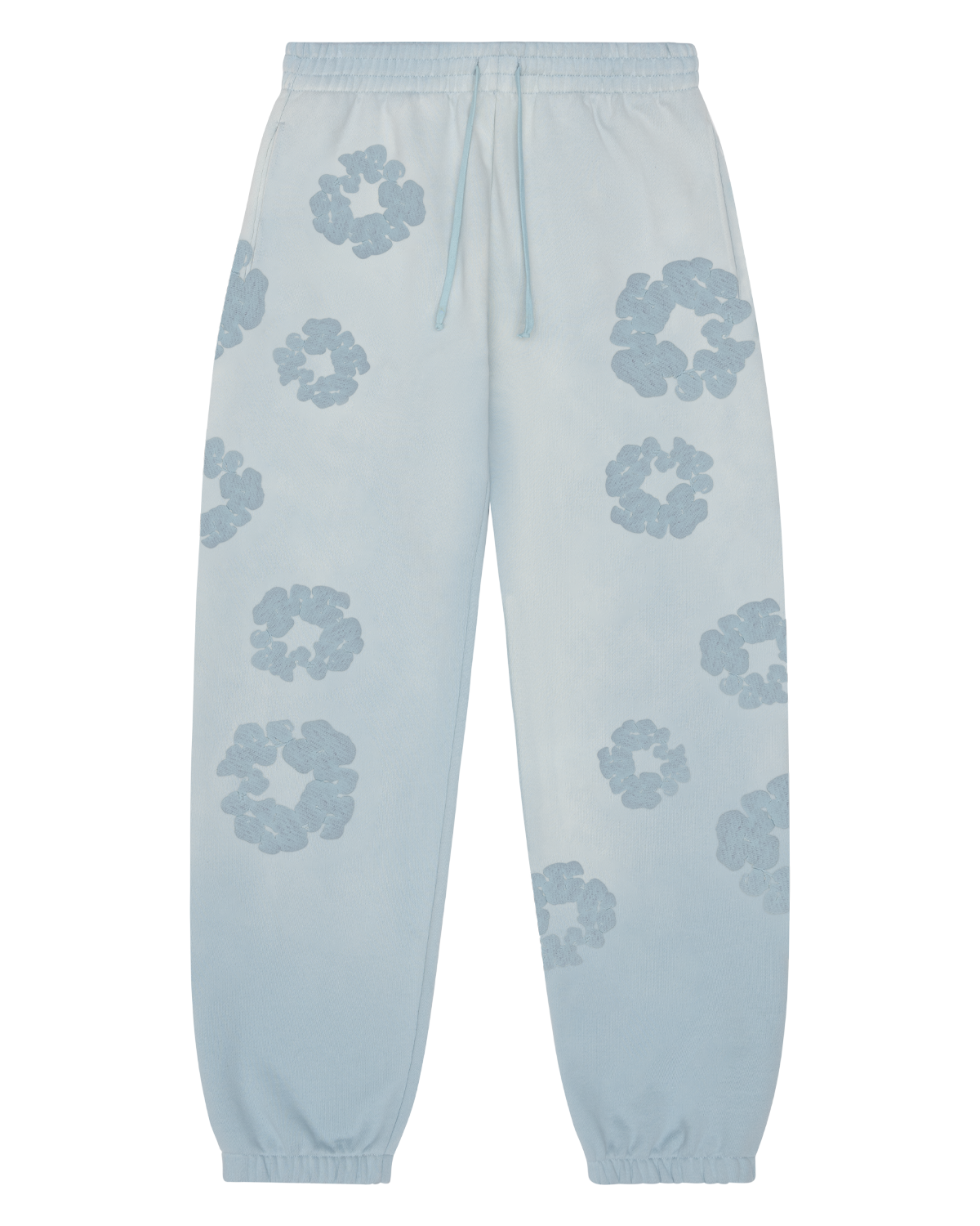 Faded Mono Cotton Wreath Sweatpants Light Blue