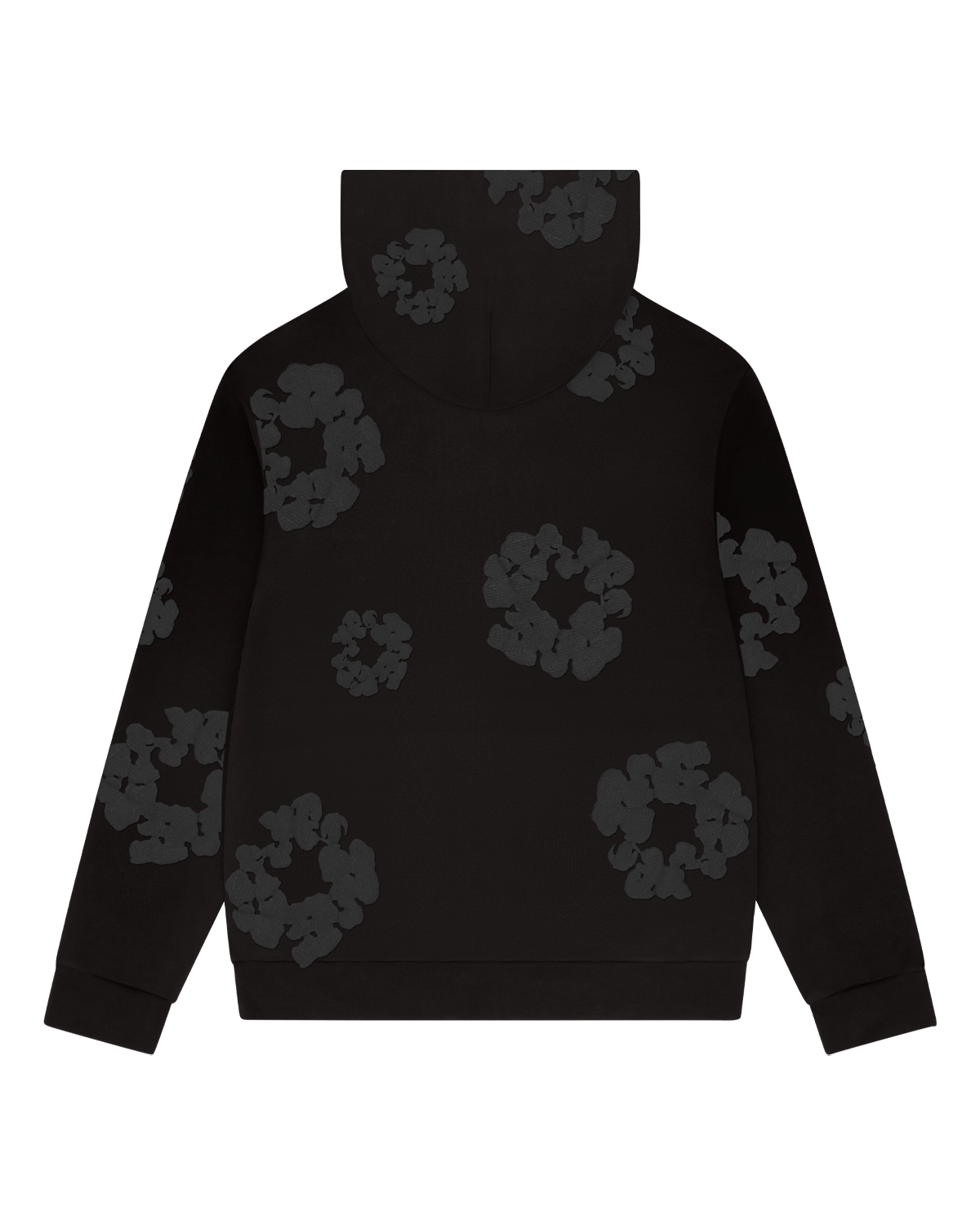 Faded Mono Cotton Wreath Hoodie Black