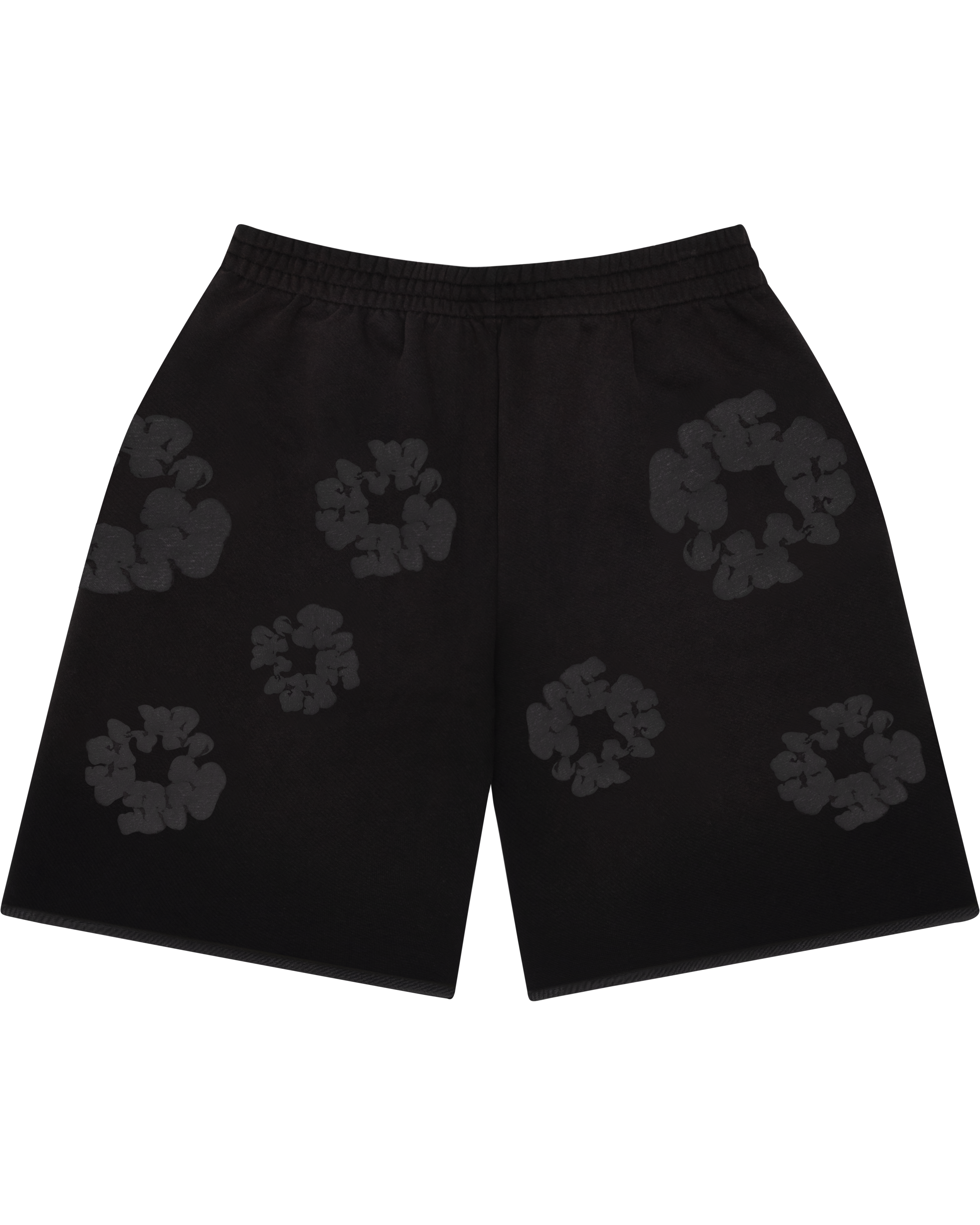 Faded Mono Cotton Wreath Sweatshorts Black